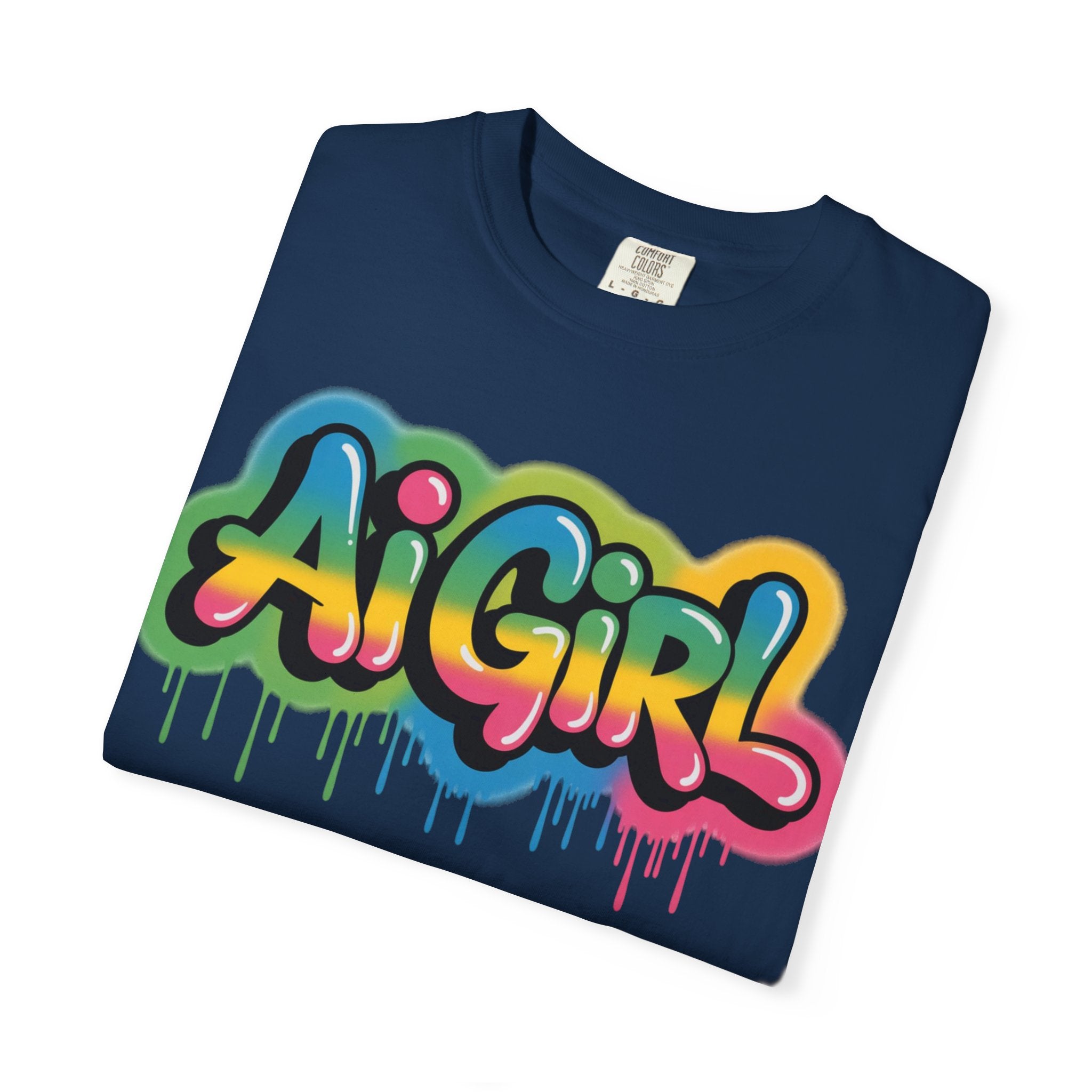 Ai Girl  "Graffiti Glow " Unisex Heavy Blend Garment-Dyed T-shirt