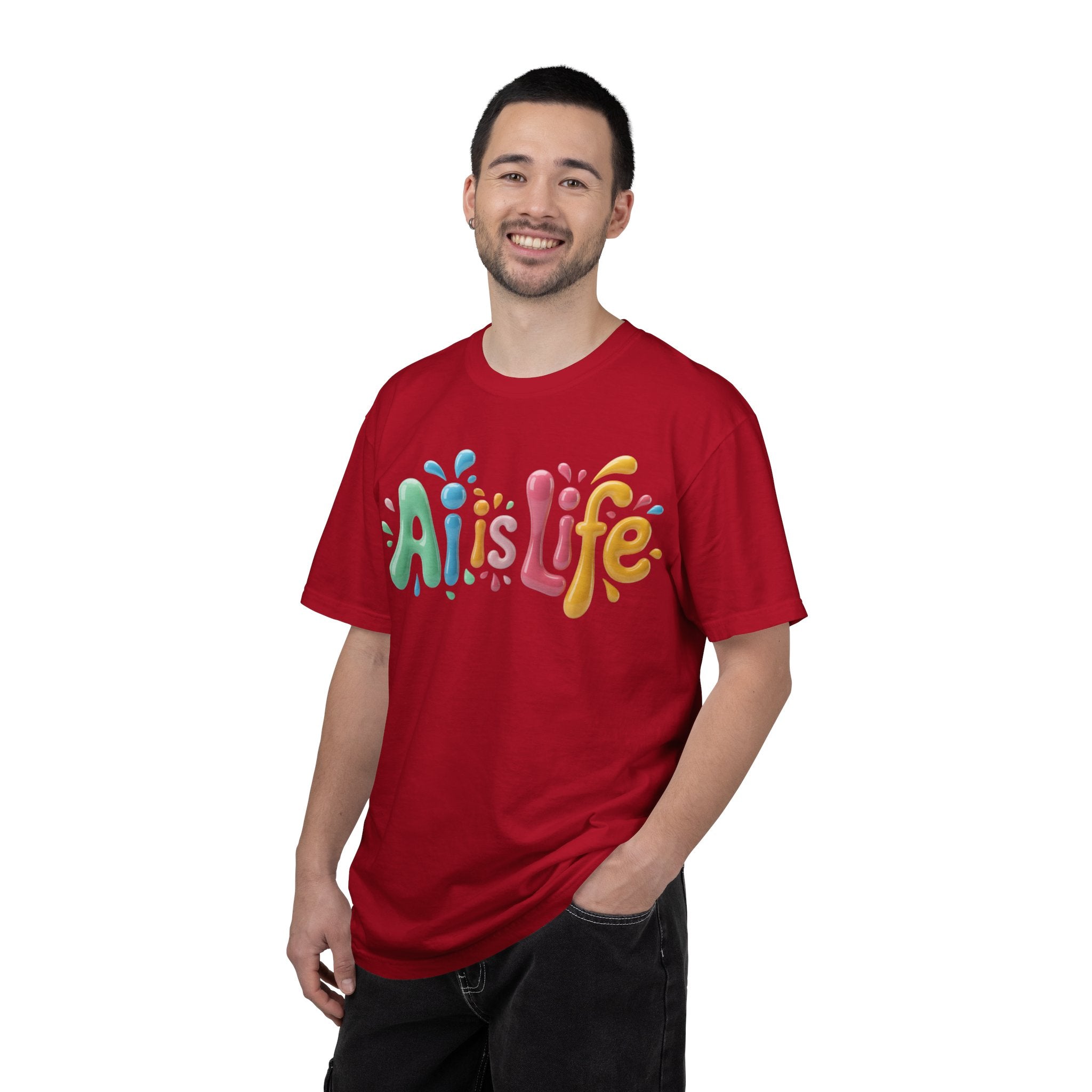 AI IS LIFE  “Colorful Circuit Pop”  Unisex Garment-Dyed T-shirt
