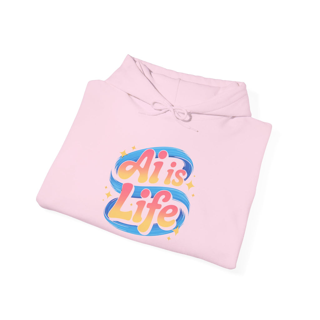AI is Life "COSMIC SWIRL" — Retro Colorful Graphic Pullover Hoodie