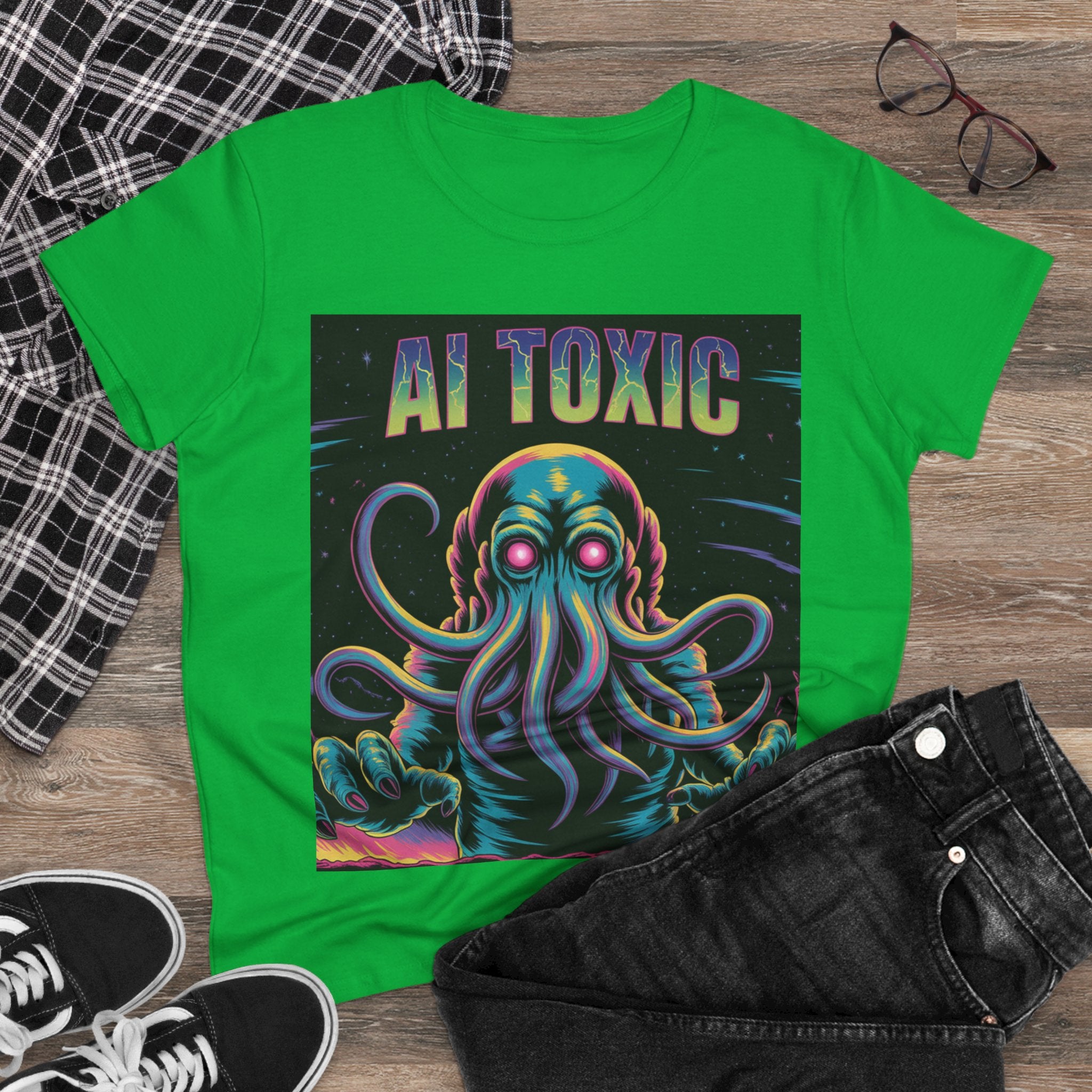 AI TOXIC  "Data Overlord" Women's Midweight Cotton Tee
