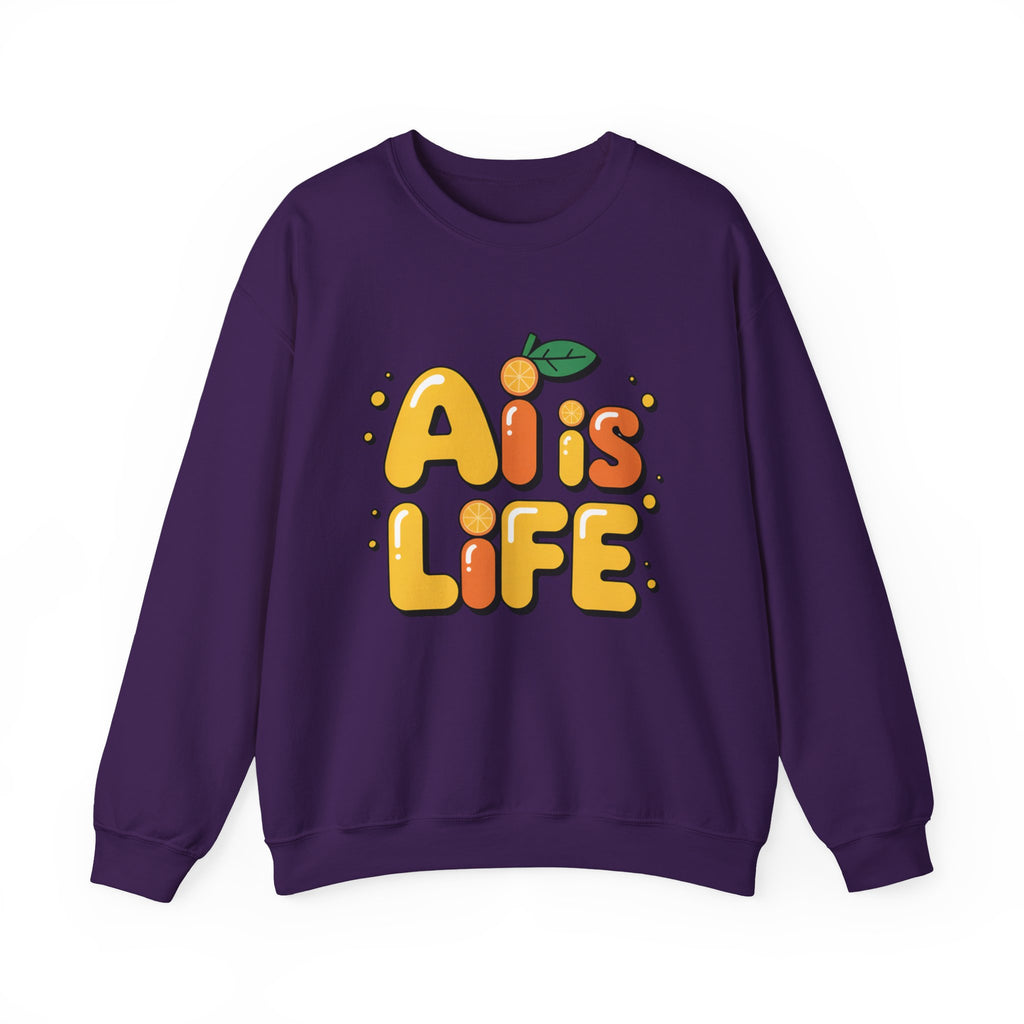 AI is LIFE  "Orange Overclock" Unisex Heavy Blend™ Crewneck Sweatshirt