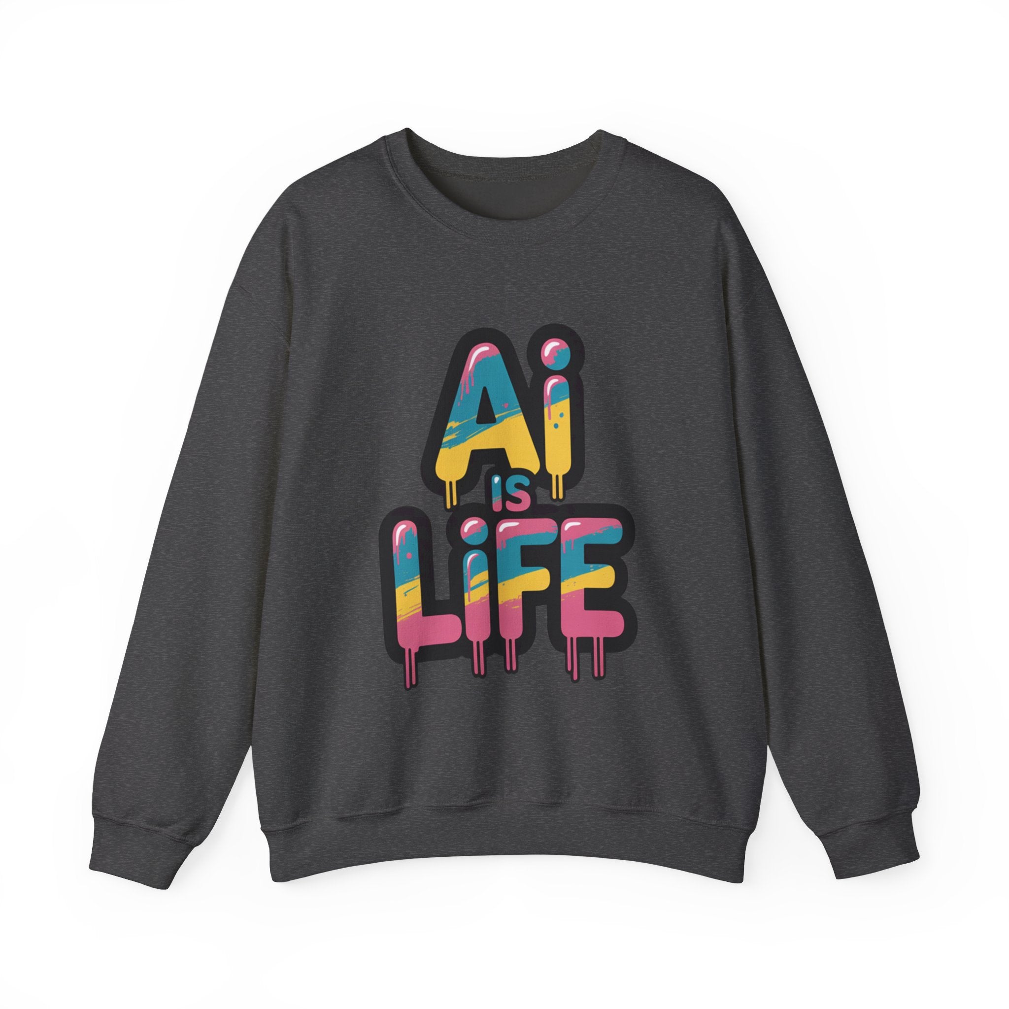 AI IS LIFE " Neon Circuit " Unisex Heavy Blend™ Crewneck Sweatshirt