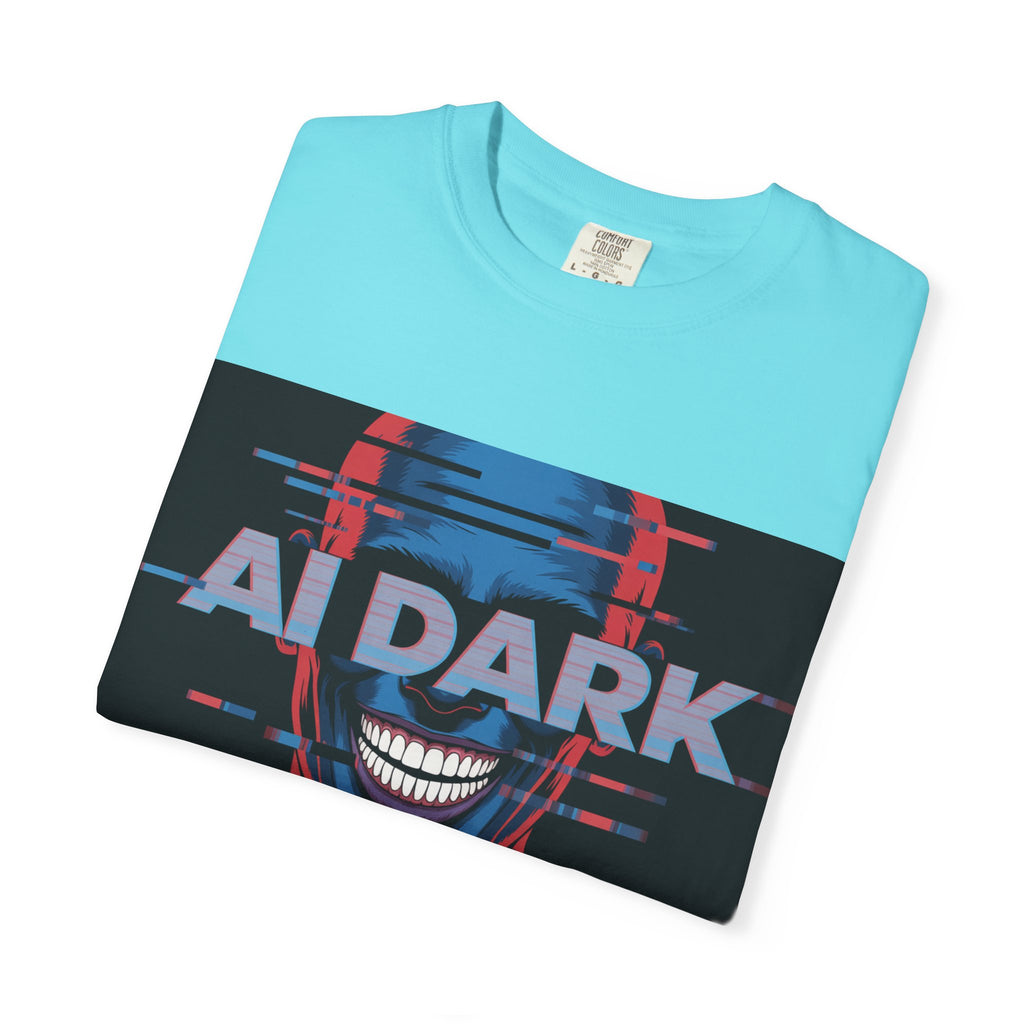 AI DARK " Deepcore Distortion — Cyberpunk Smiling Skull Tee