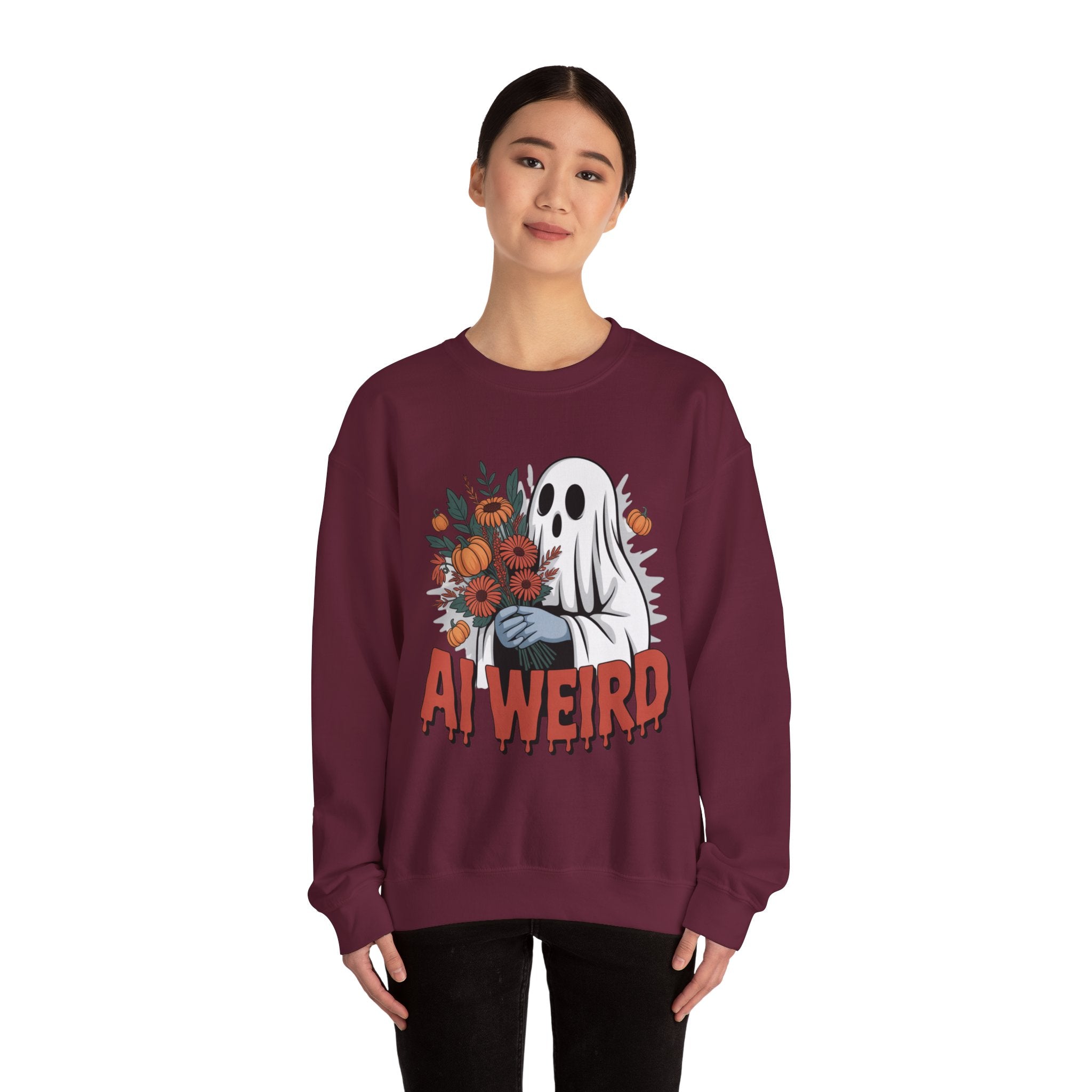 AI Weird "Glitch Garden  Ghost" Unisex Garment-Dyed Sweatshirt