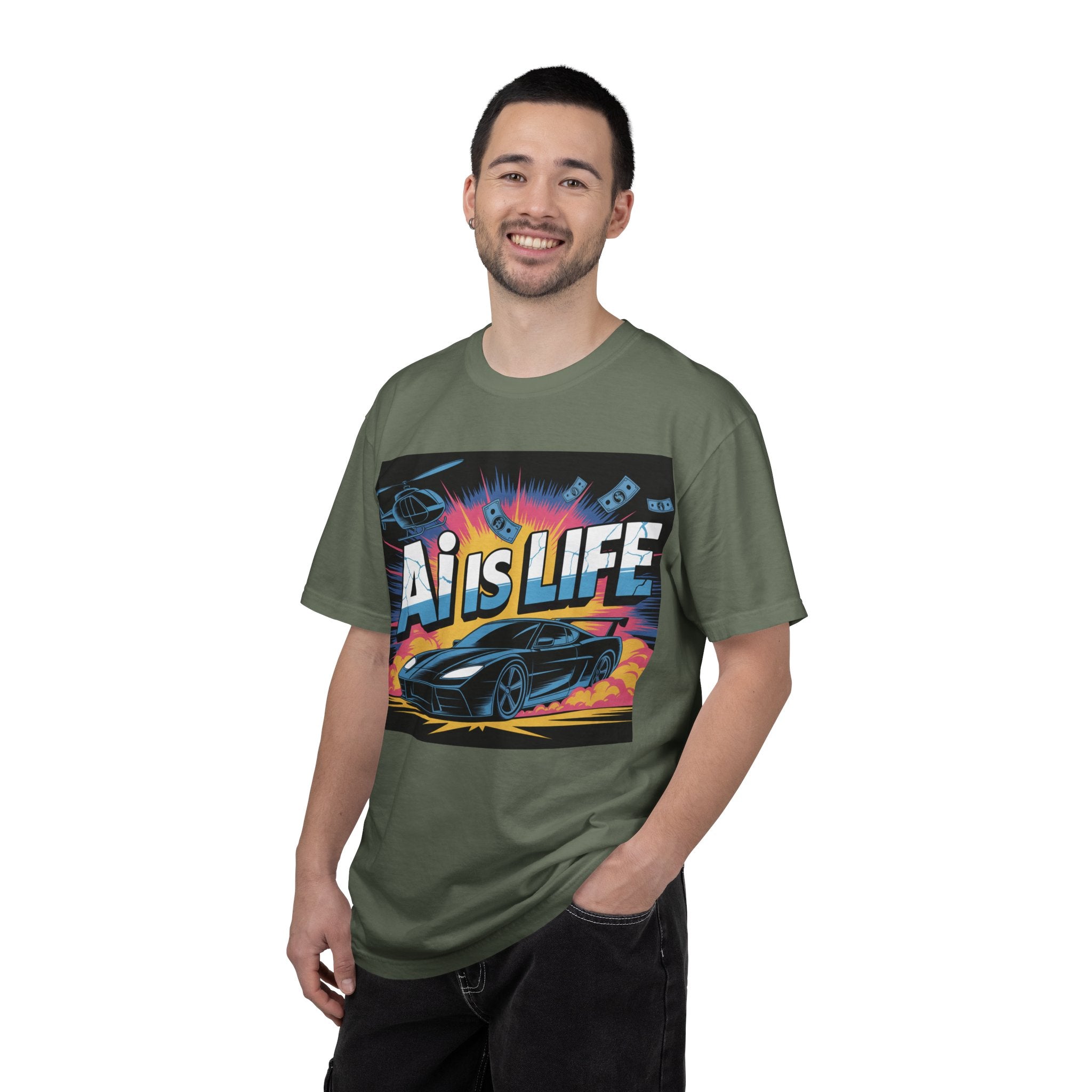 AI Is Life  "Action Mode"  Unisex Garment-Dyed T-shirt