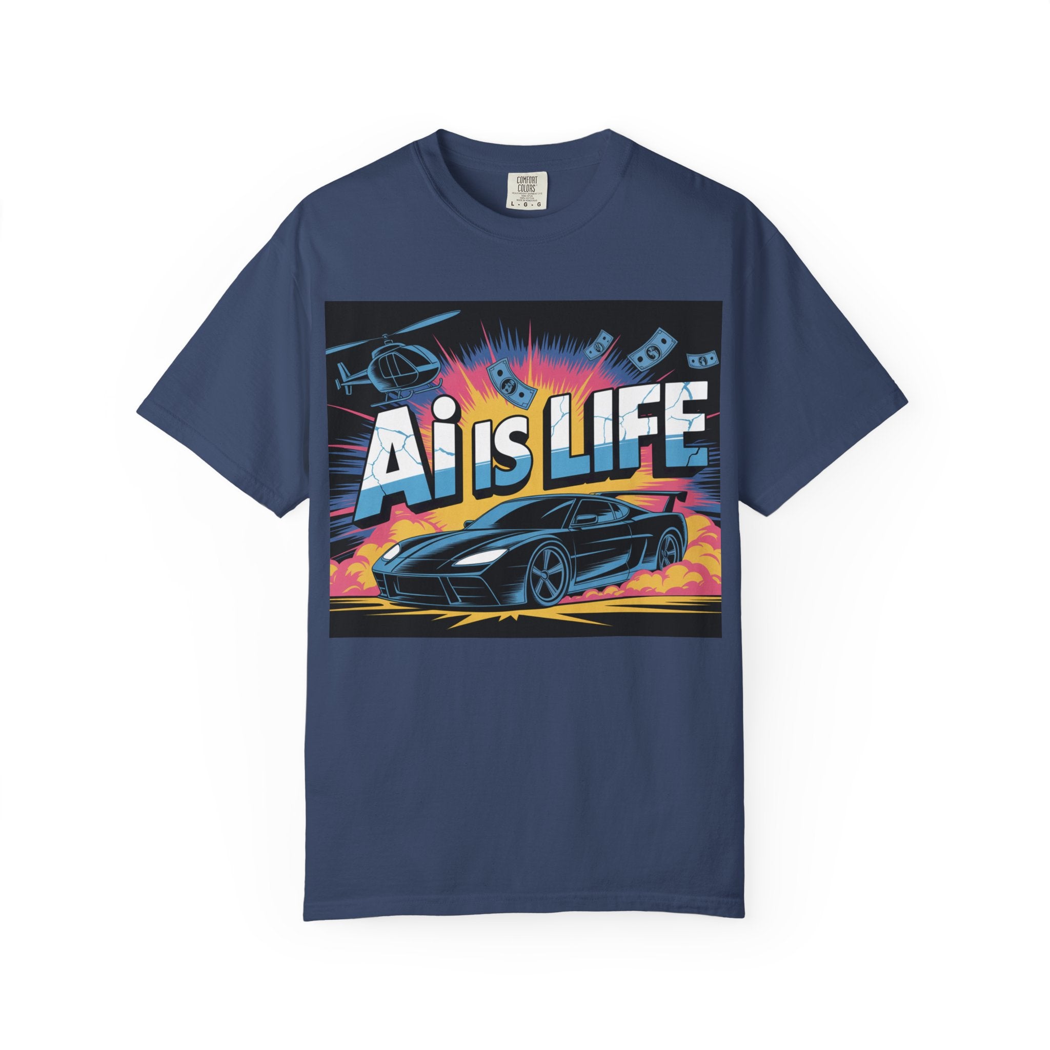AI Is Life  "Action Mode"  Unisex Garment-Dyed T-shirt