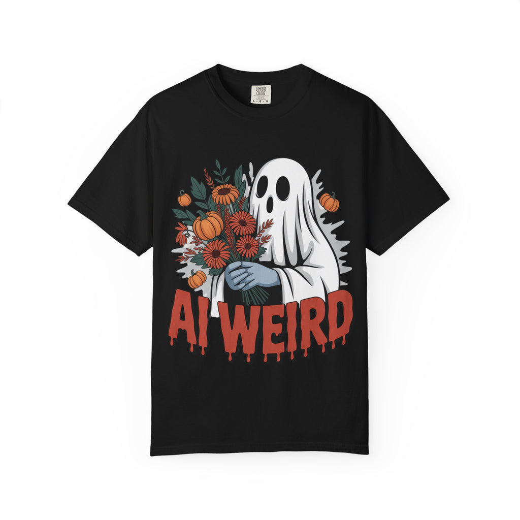 AI WEIRD "Glitch Garden Ghost" Unisex Garment-Dyed T-shirt