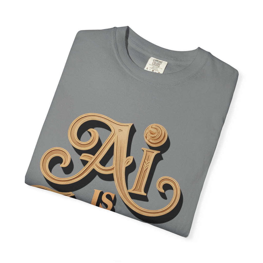 AI IS LIFE  " Golden Neuralwave "  Unisex Garment-Dyed T-shirt