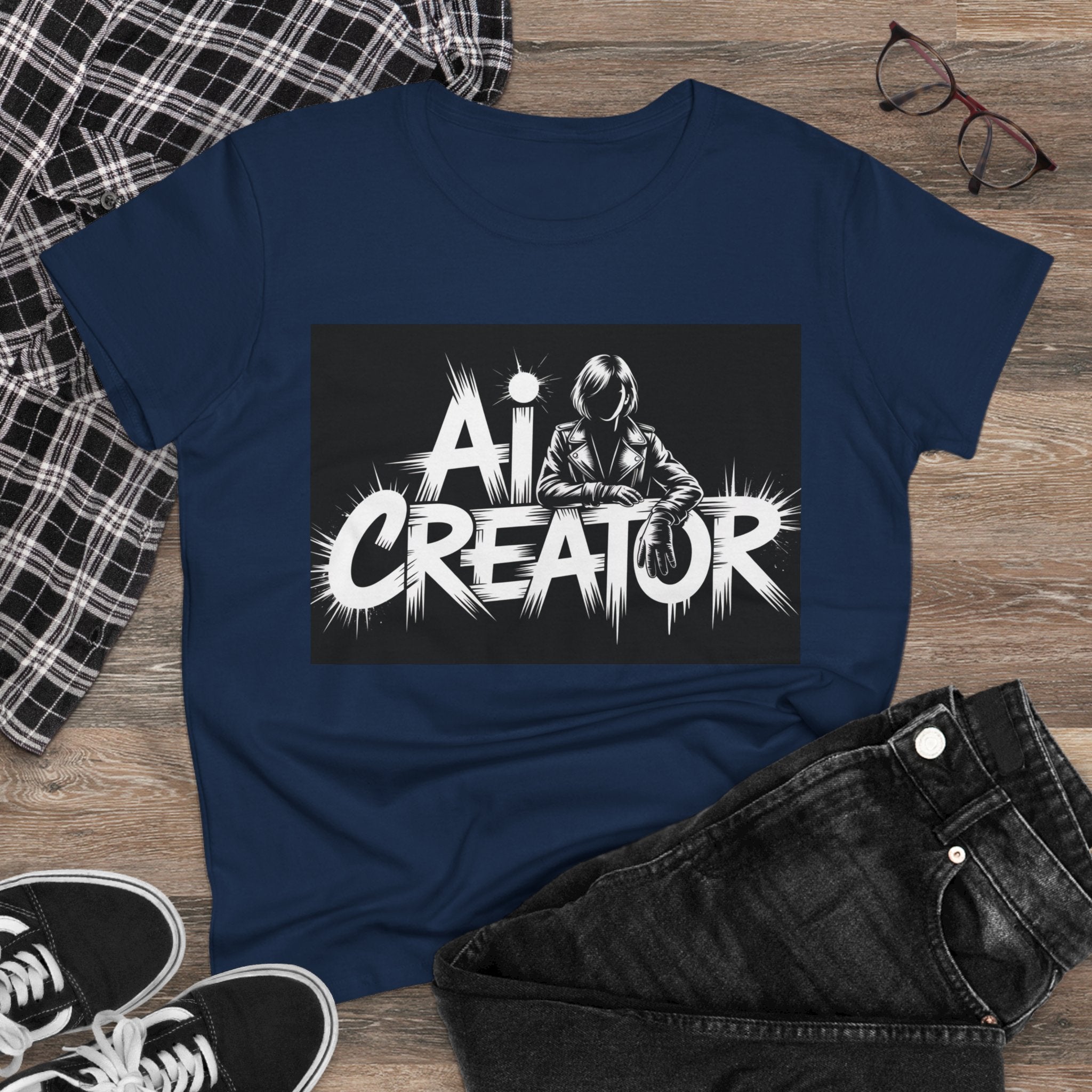 AI Creator  "Digital Rebel" Women's Midweight Cotton Tee