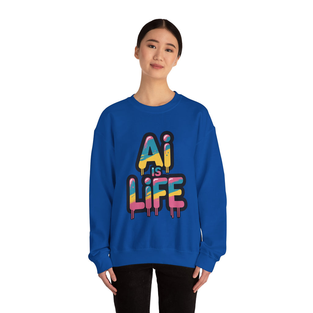 AI IS LIFE " Neon Circuit " Unisex Heavy Blend™ Crewneck Sweatshirt