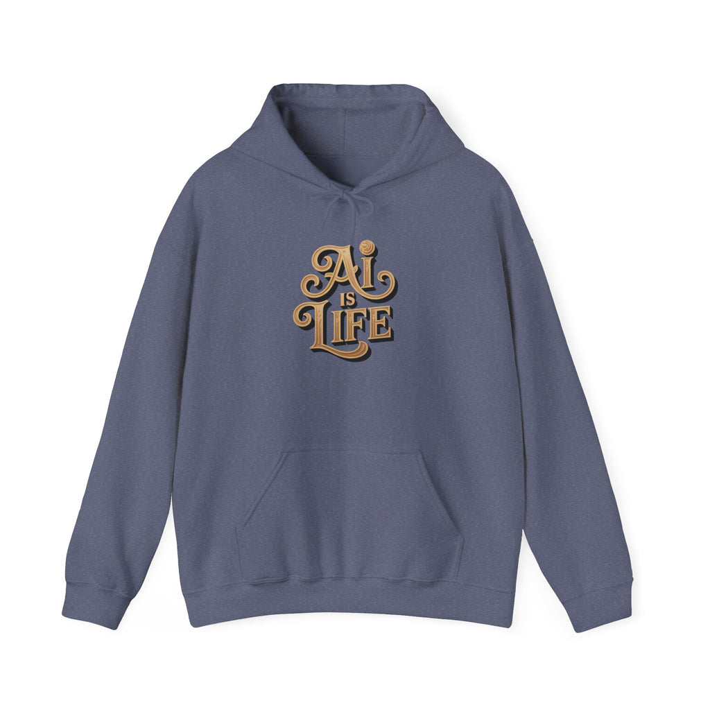 AI IS LIFE  "Golden Neuralwave"  Unisex Heavy Blend™ Hooded Sweatshirt