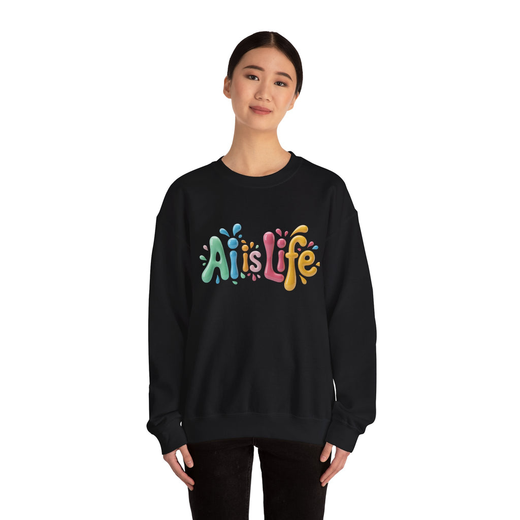 AI IS LIFE  “Colorful Circuit Pop”  Unisex Heavy Blend™ Crewneck Sweatshirt