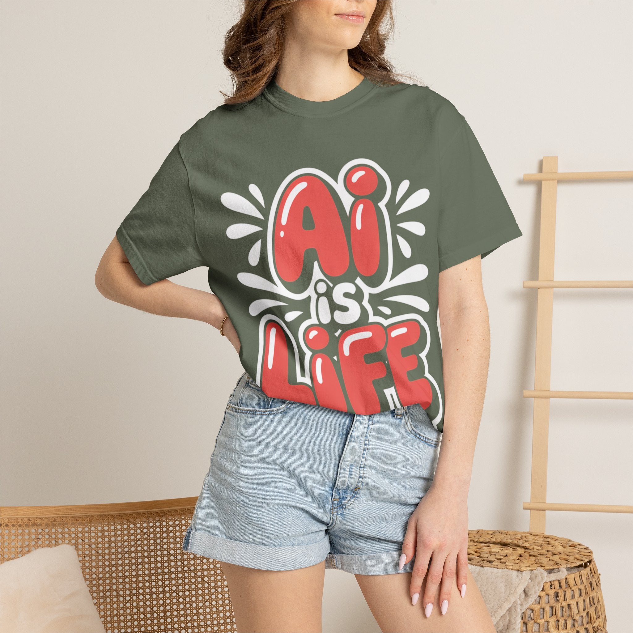 AI IS LIFE  " Neural Pop " Unisex Garment-Dyed T-shirt
