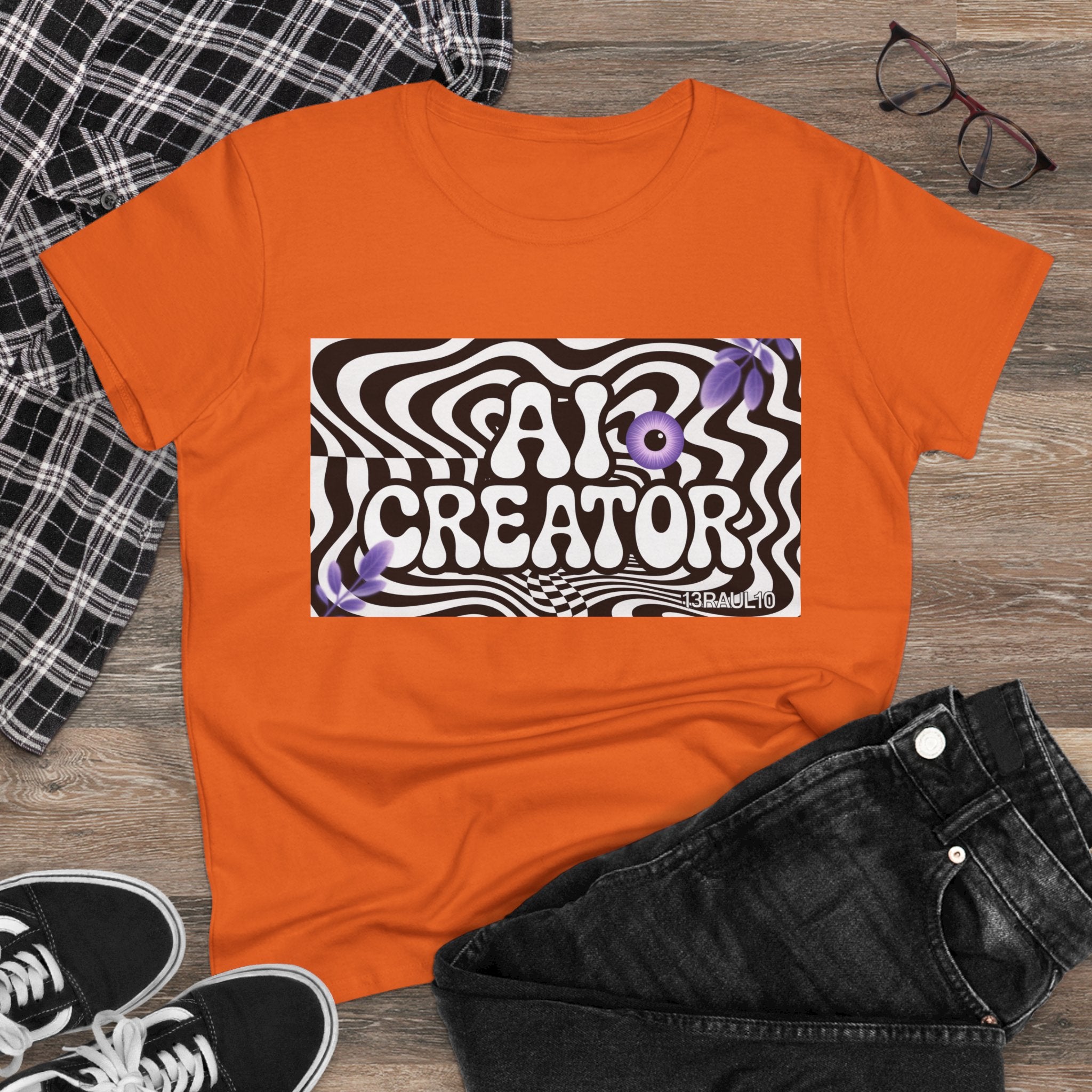AI Creator  "Optic Loop" Women's Midweight Cotton Tee