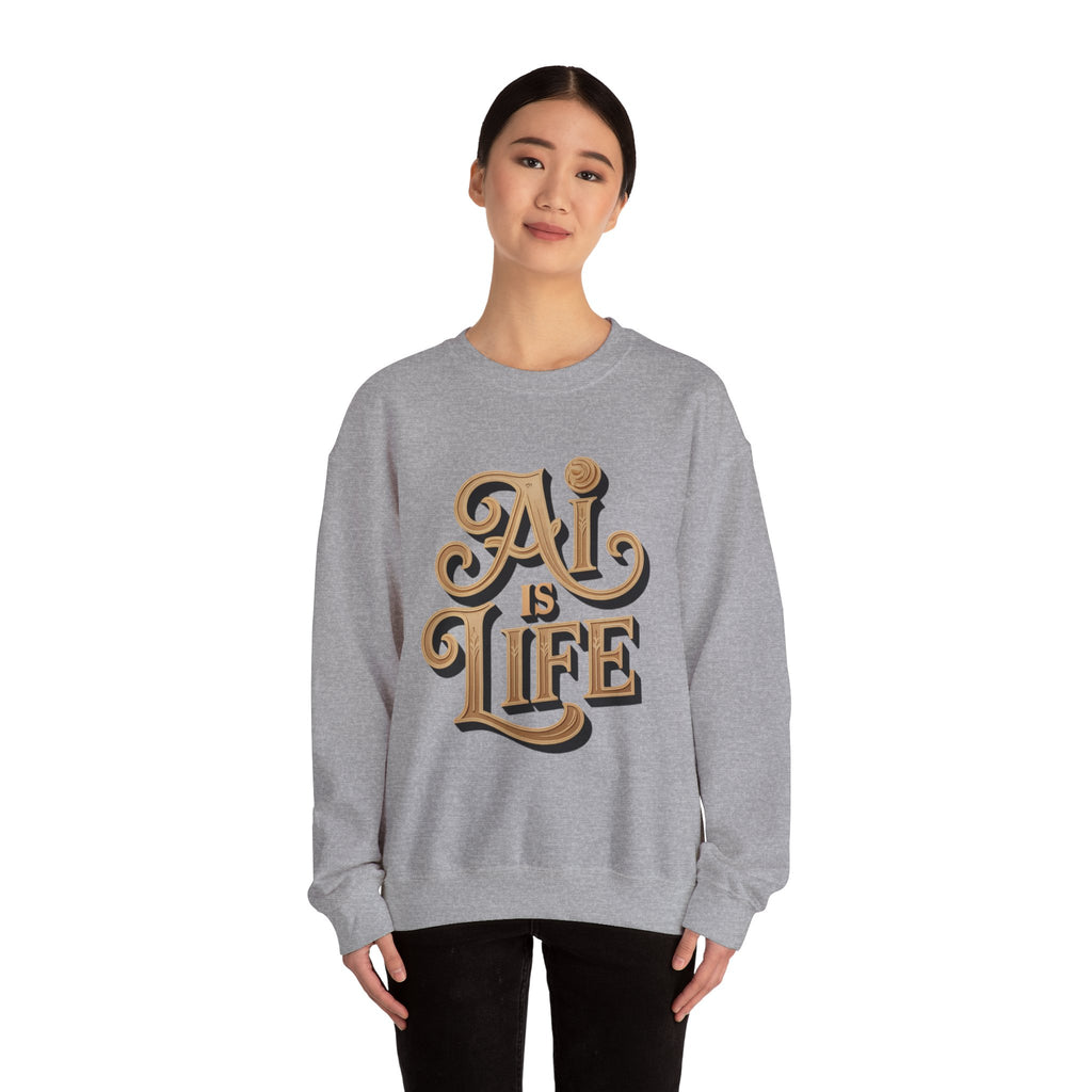 AI IS LIFE  "Golden Neuralwave"  Unisex Heavy Blend™ Crewneck Sweatshirt