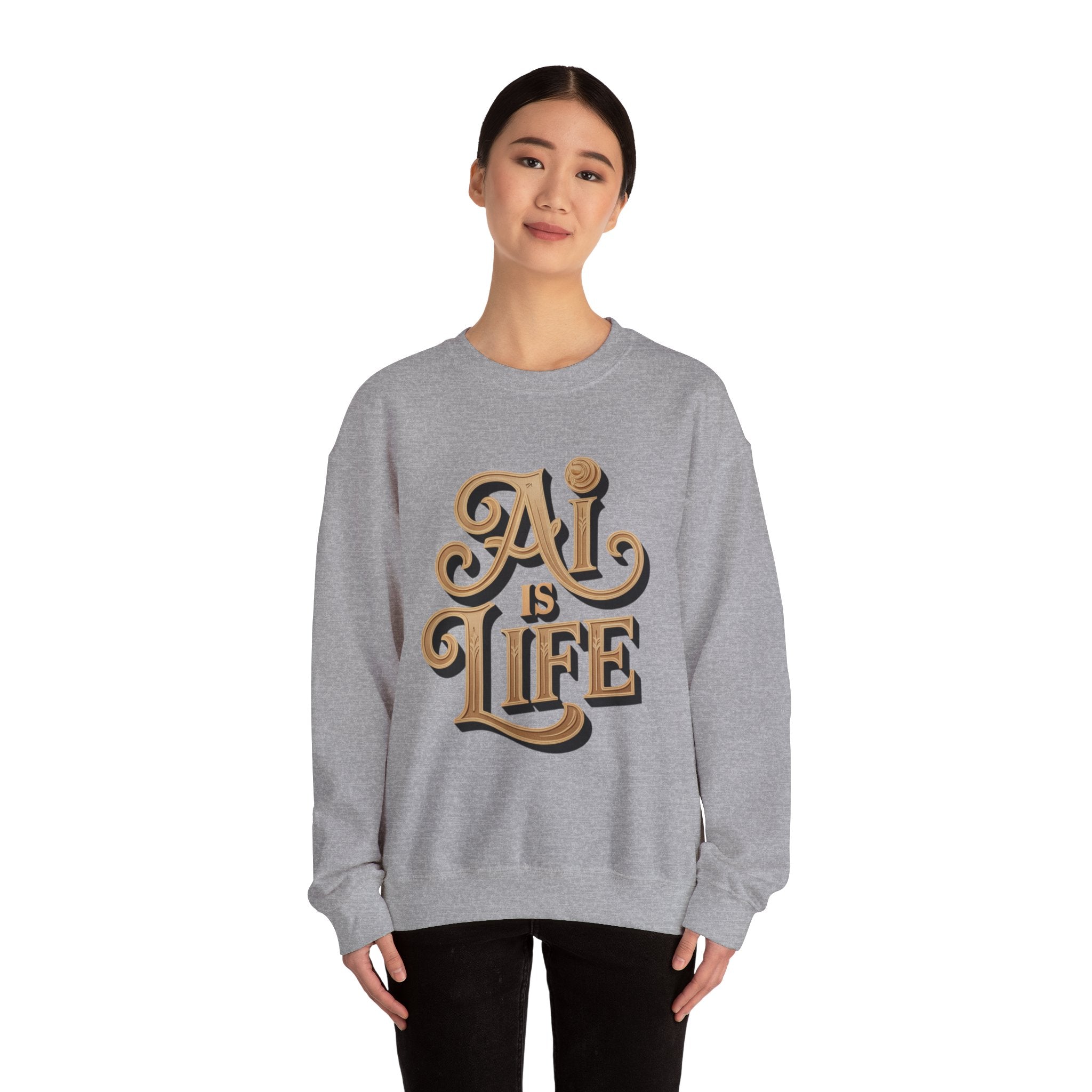 AI IS LIFE  "Golden Neuralwave"  Unisex Heavy Blend™ Crewneck Sweatshirt