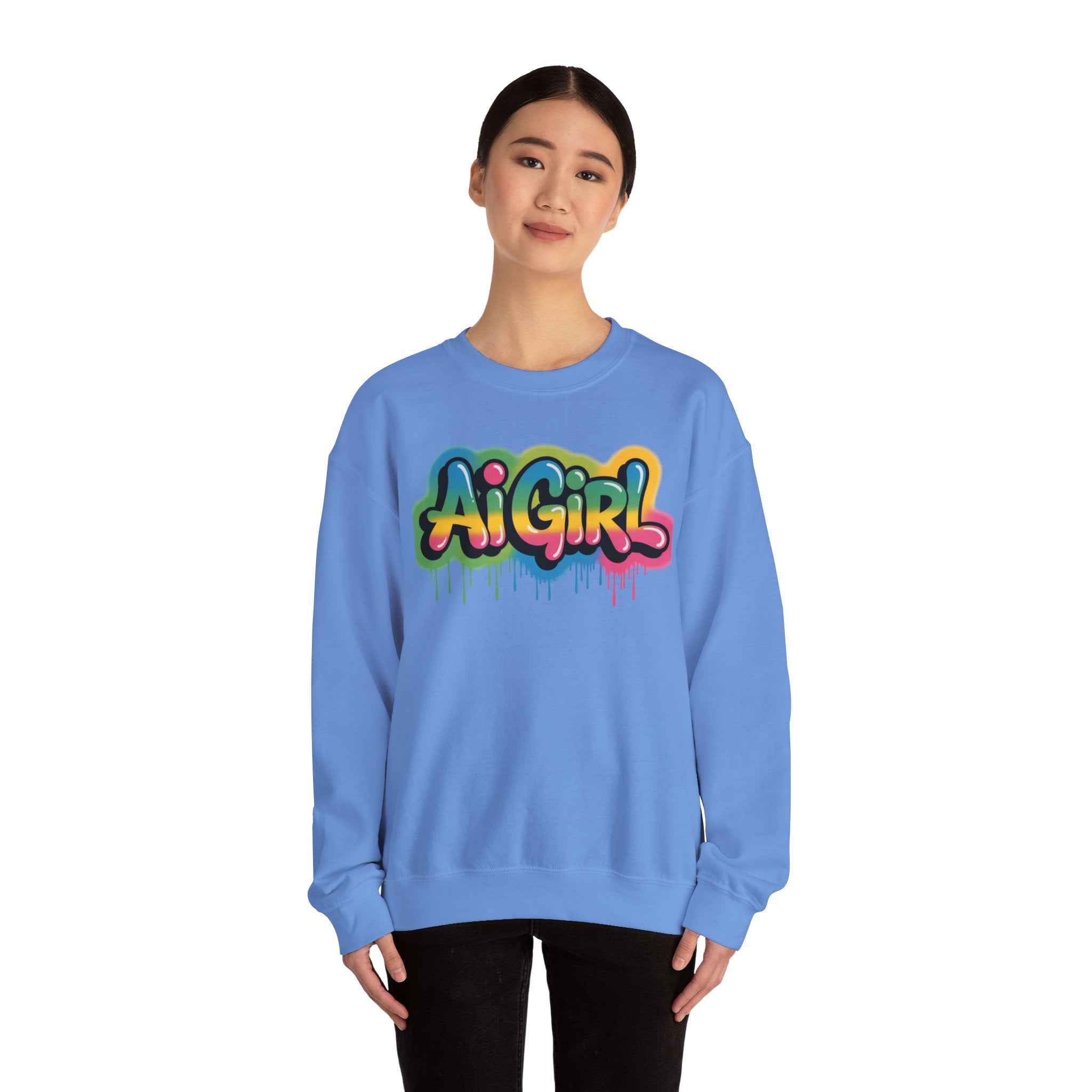 Ai Girl "Graffiti Glow" Unisex Heavy Blend Crewneck Sweatshirt