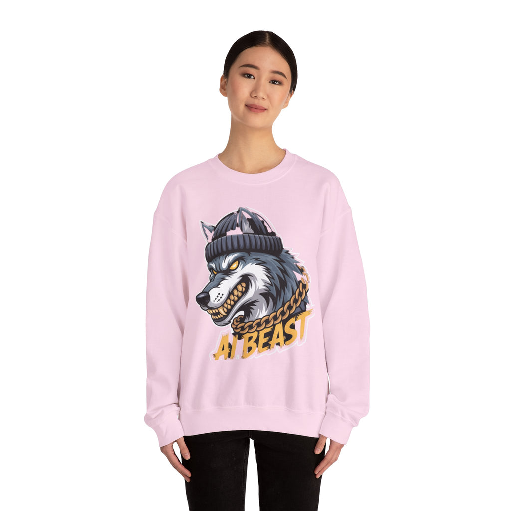 AI BEAST  "Wolf Byte Syndicate" Unisex Heavy Blend™ Crewneck Sweatshirt