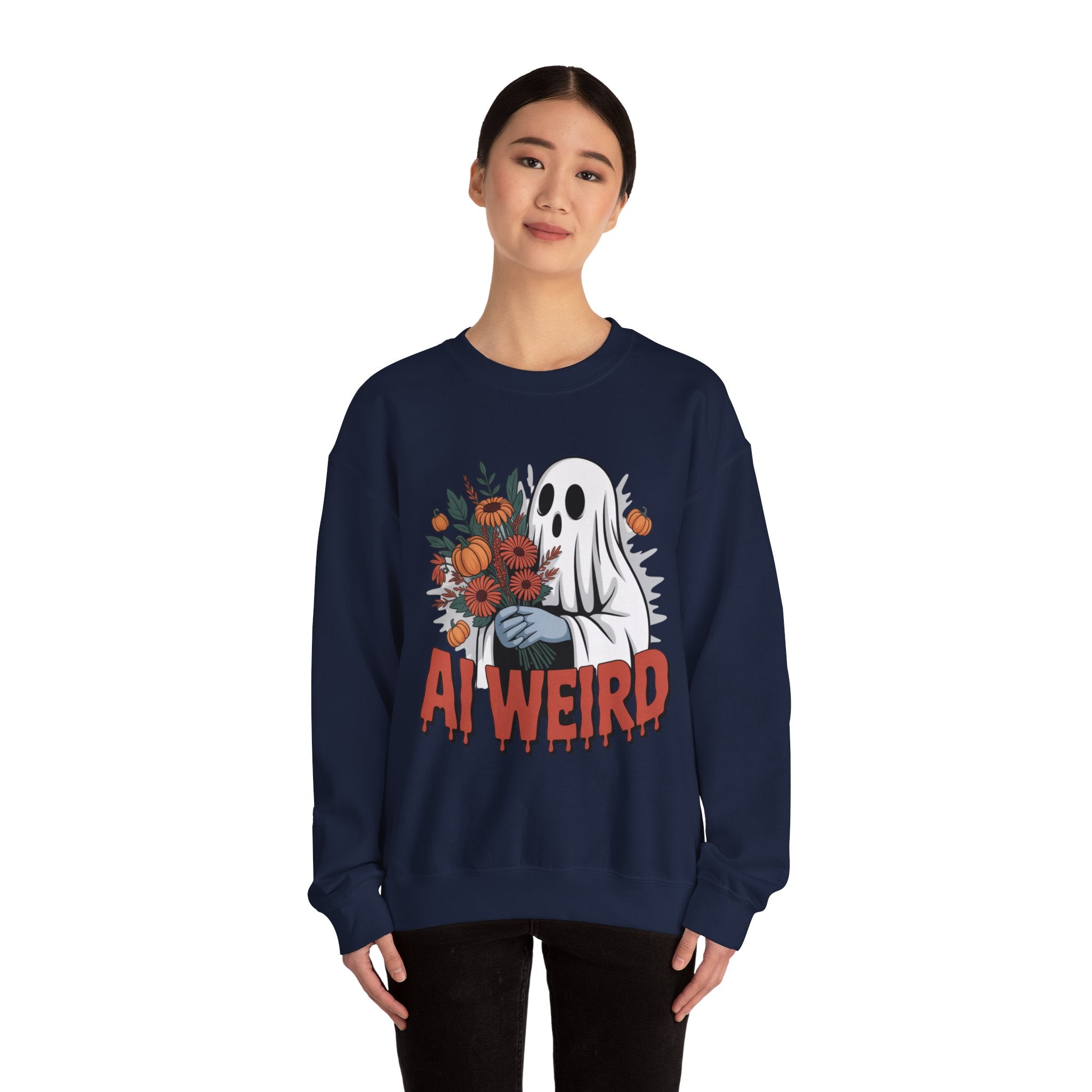 AI Weird "Glitch Garden  Ghost" Unisex Garment-Dyed Sweatshirt