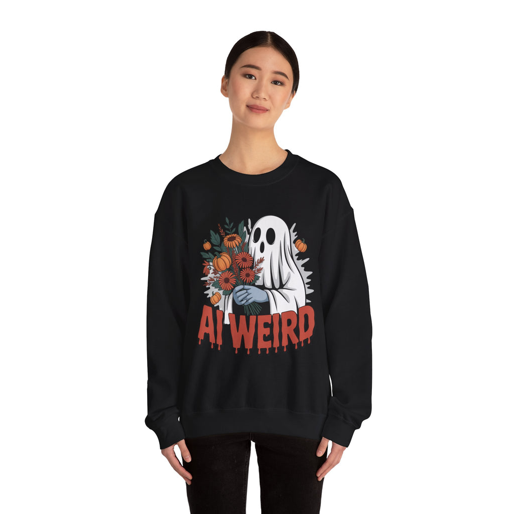 AI Weird "Glitch Garden  Ghost" Unisex Garment-Dyed Sweatshirt