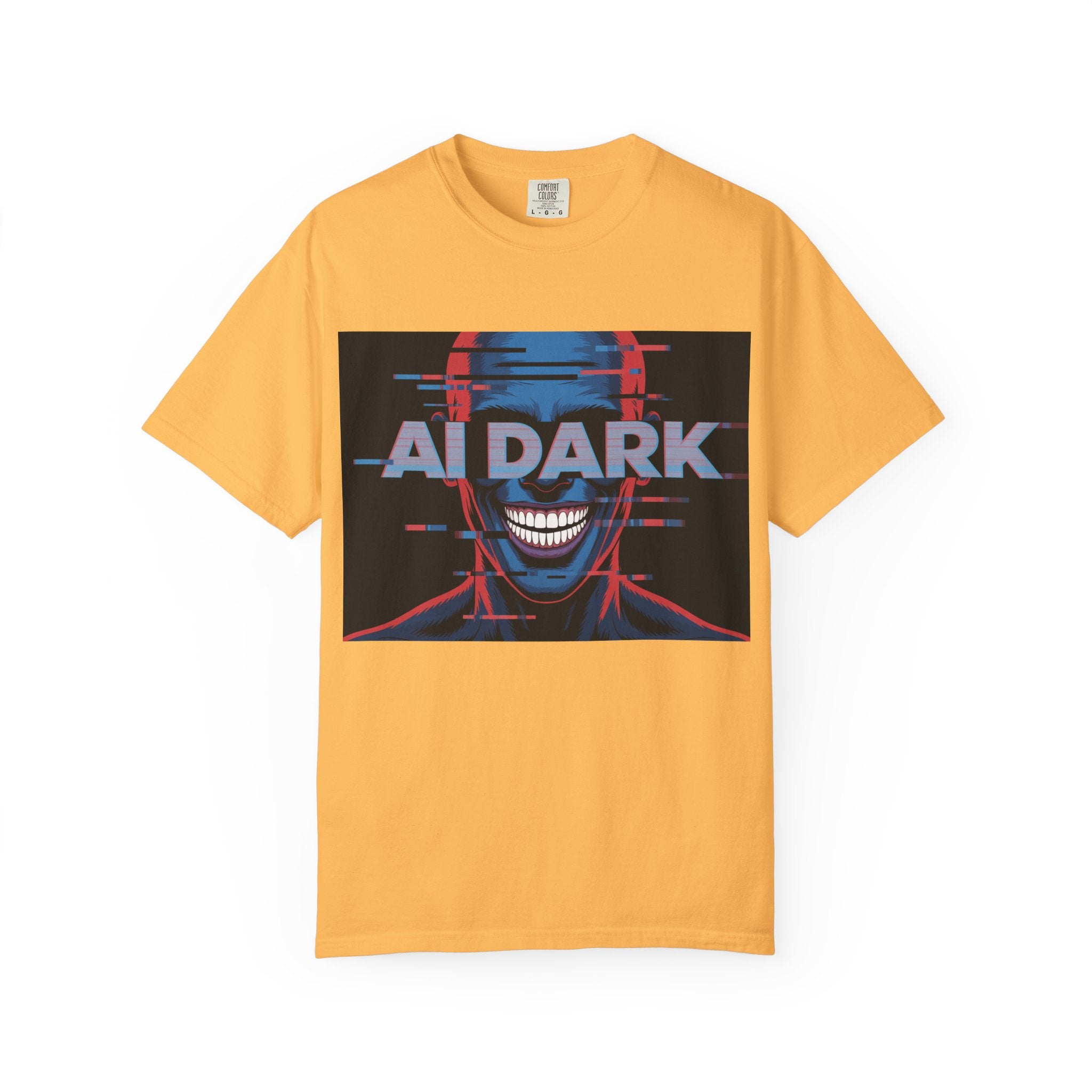 AI DARK " Deepcore Distortion — Cyberpunk Smiling Skull Tee