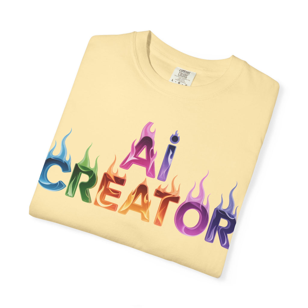 AI CREATOR  "Fire in the Code" Unisex Garment-Dyed T-shirt
