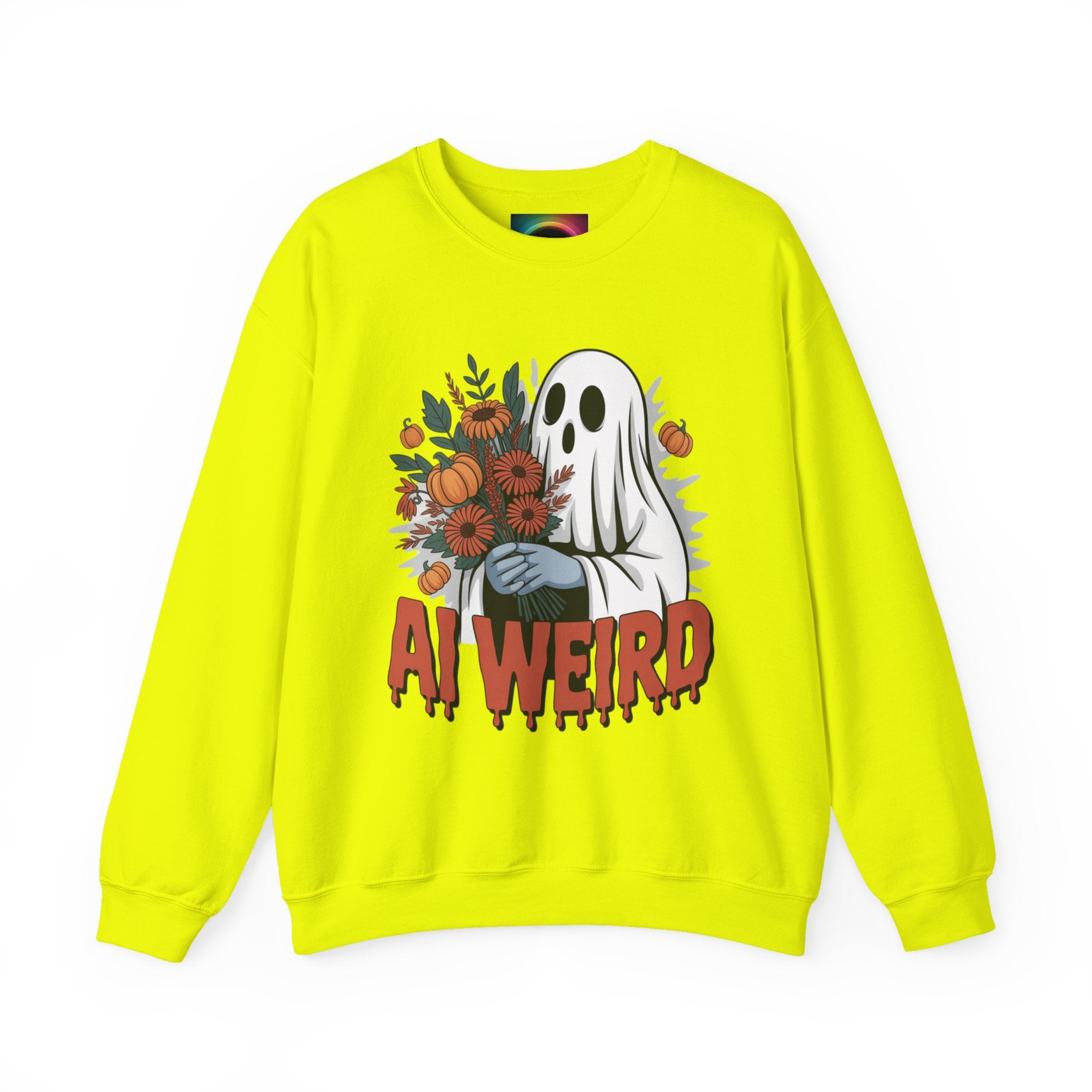 AI Weird "Glitch Garden  Ghost" Unisex Garment-Dyed Sweatshirt