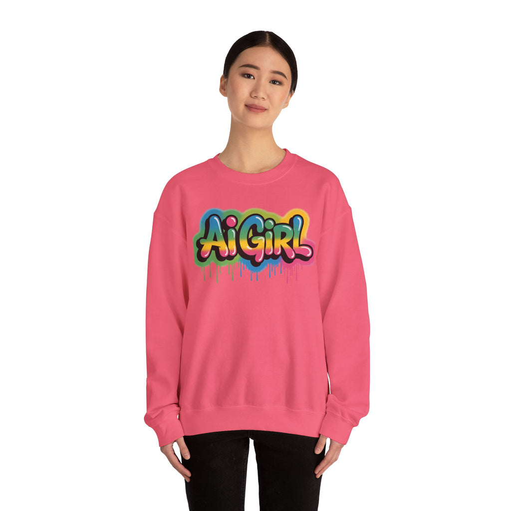 Ai Girl "Graffiti Glow" Unisex Heavy Blend Crewneck Sweatshirt