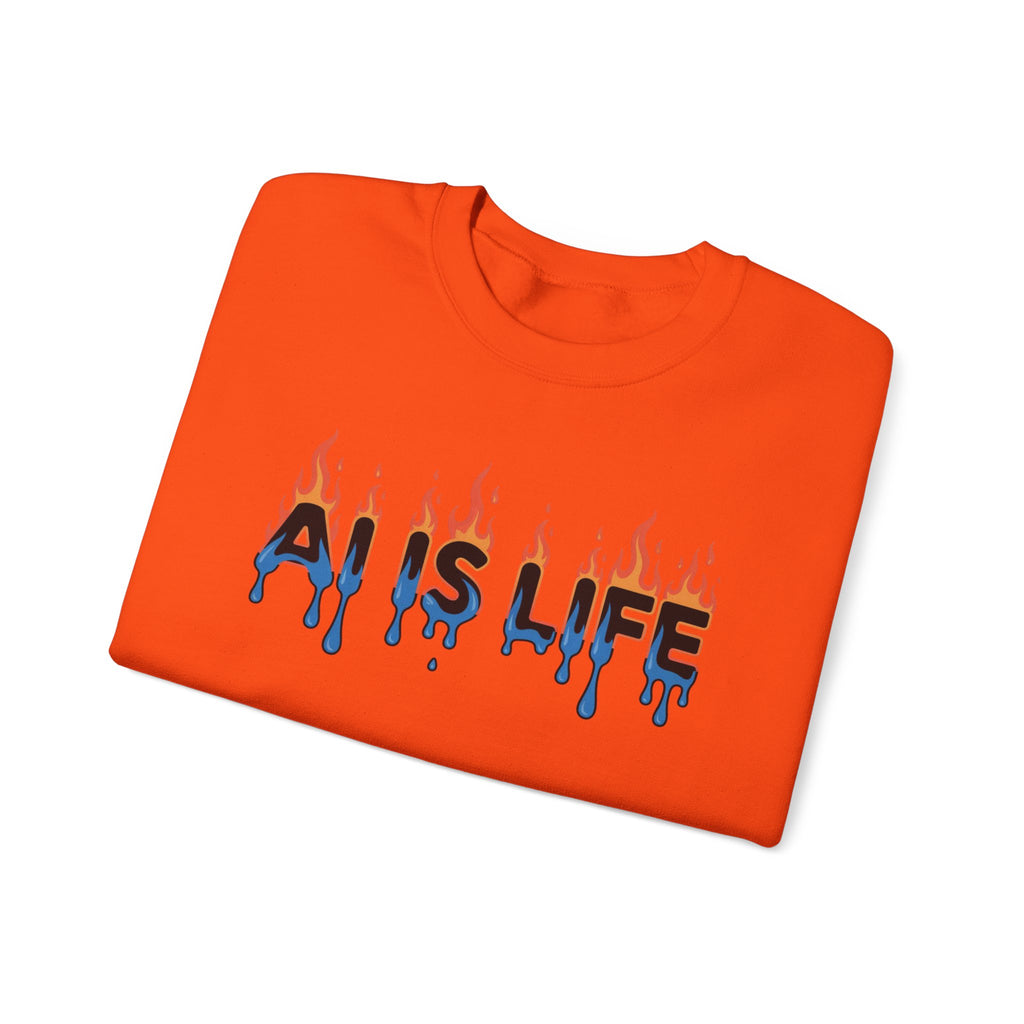 AI IS LIFE – “AI MELTDOWN” Unisex Heavy Blend™ Crewneck Sweatshirt
