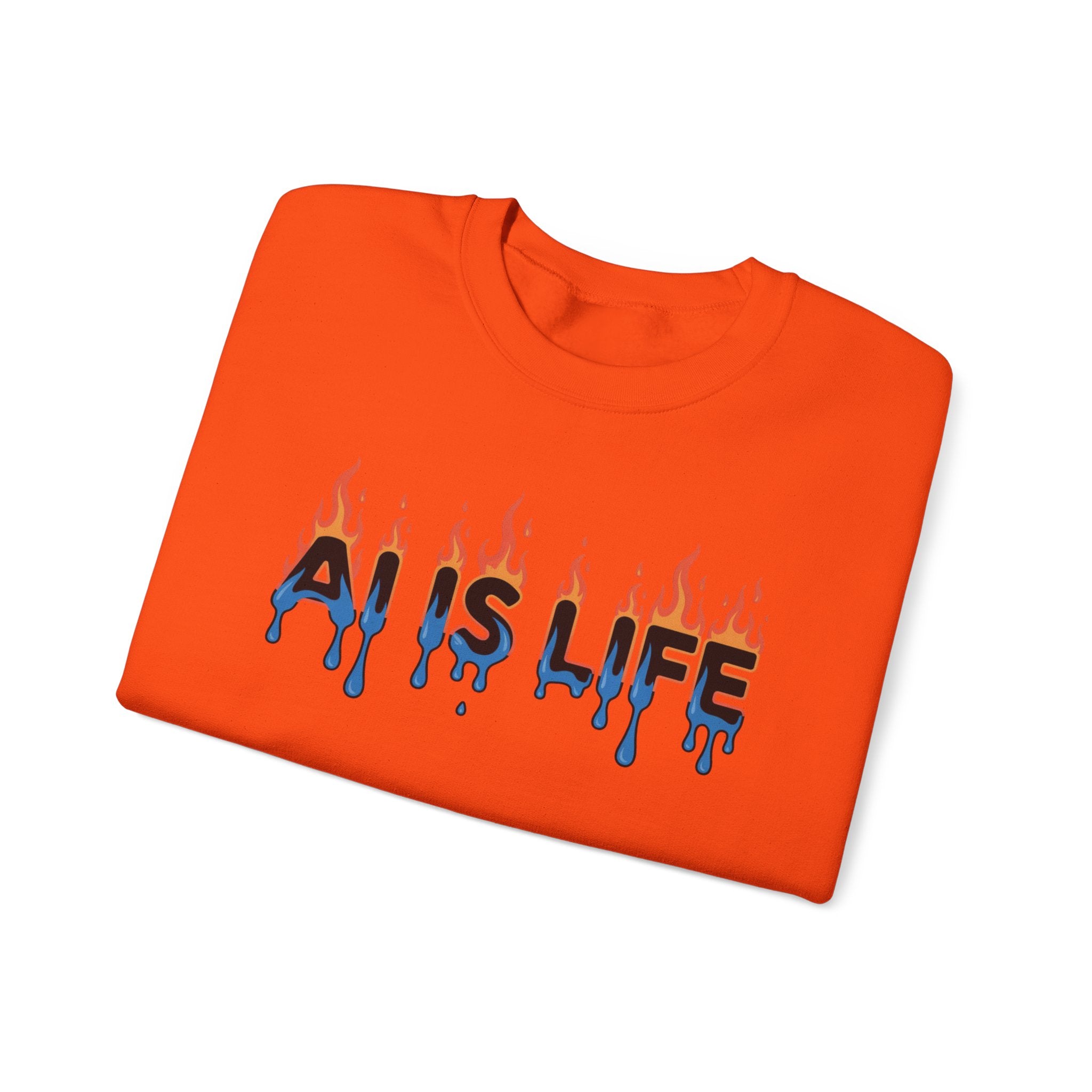 AI IS LIFE – “AI MELTDOWN” Unisex Heavy Blend™ Crewneck Sweatshirt