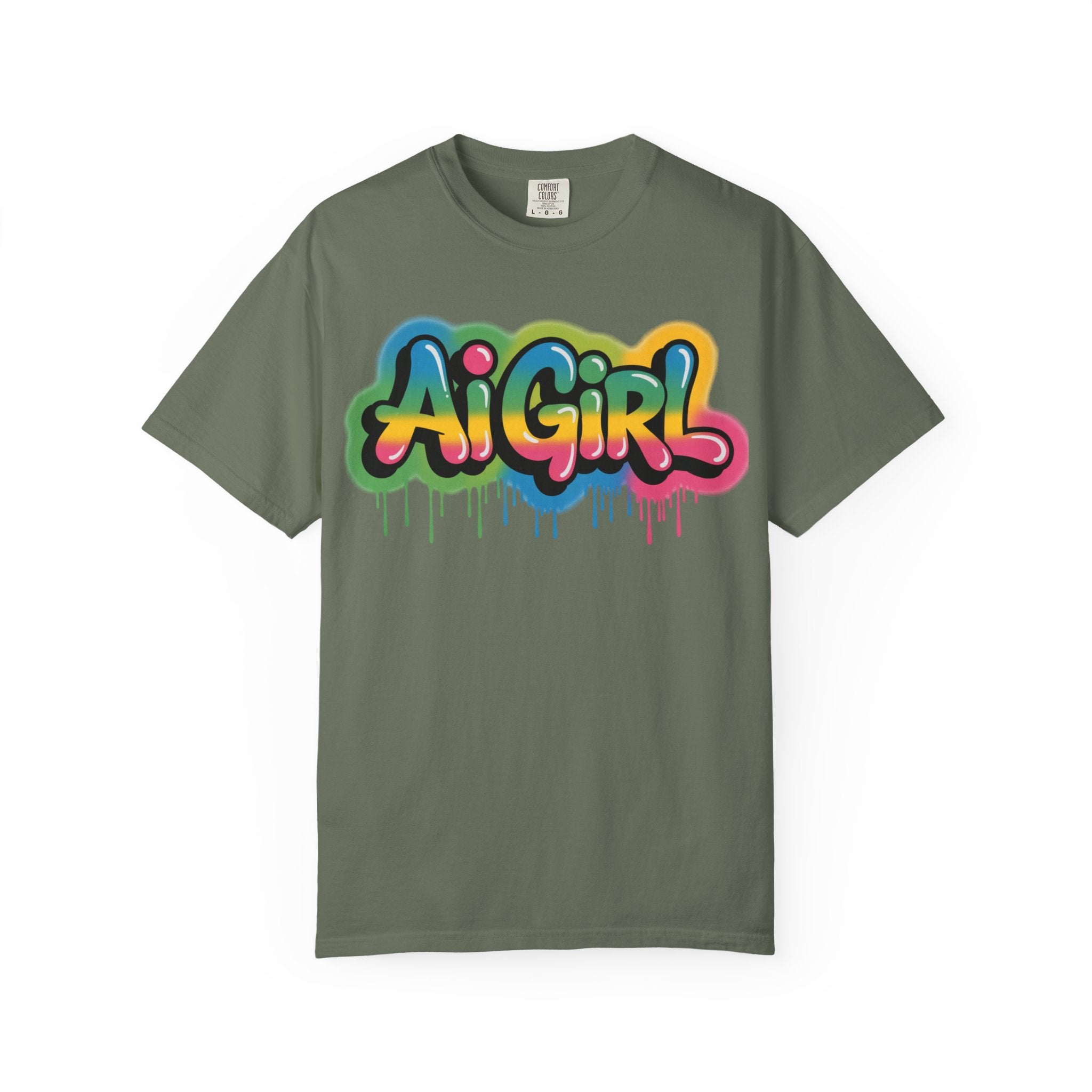 Ai Girl  "Graffiti Glow " Unisex Heavy Blend Garment-Dyed T-shirt