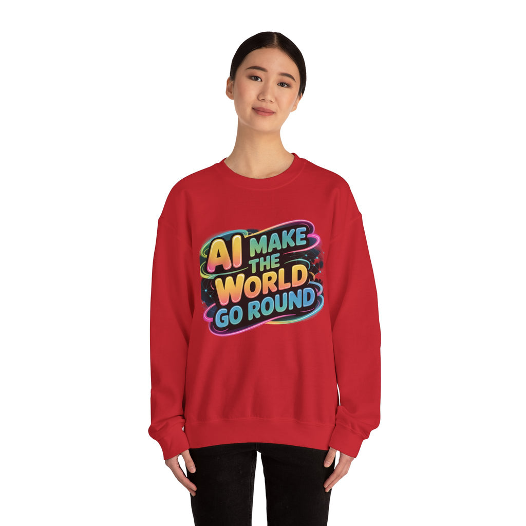 AI MAKE THE WORLD GO ROUND  "Techno Orbit"  Heavy Blend™ Crewneck Sweatshirt