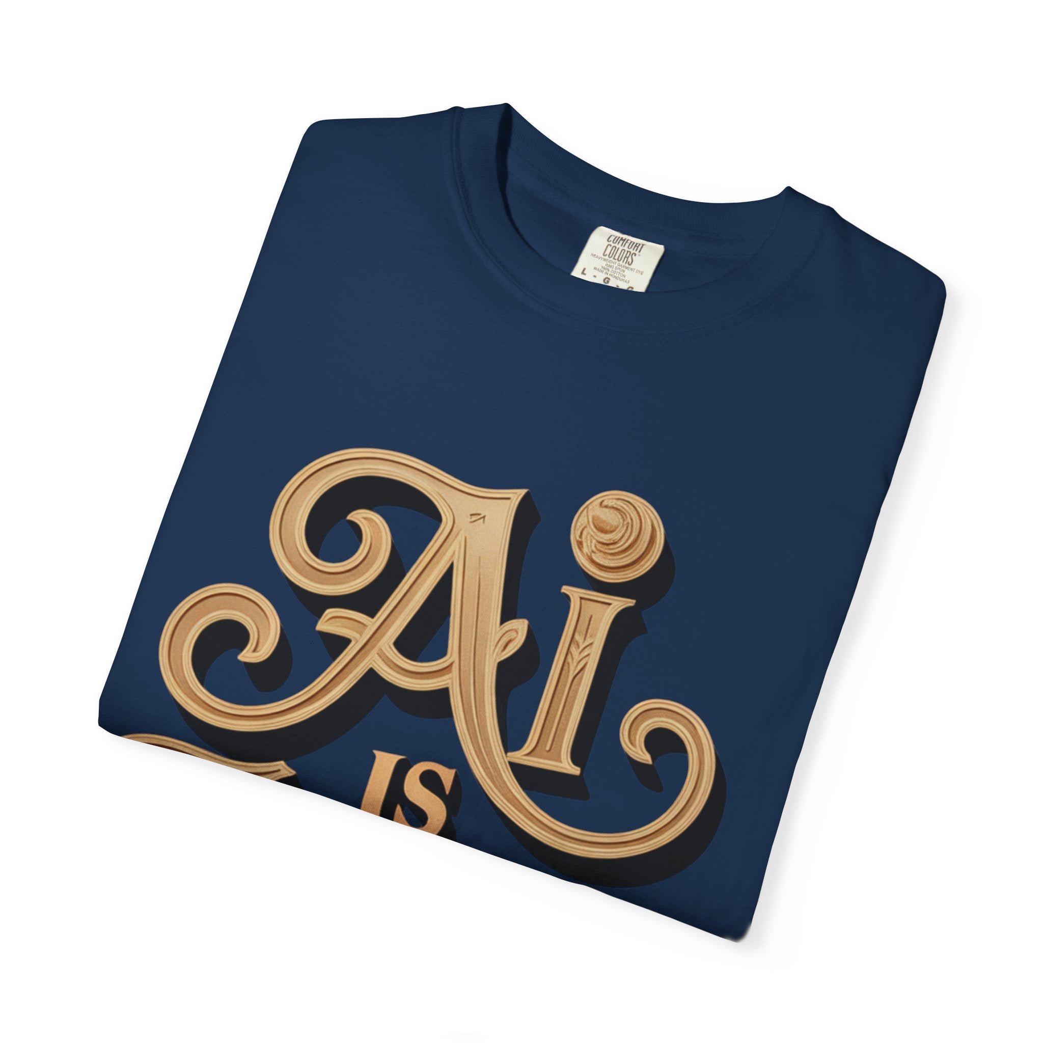 AI IS LIFE  " Golden Neuralwave "  Unisex Garment-Dyed T-shirt