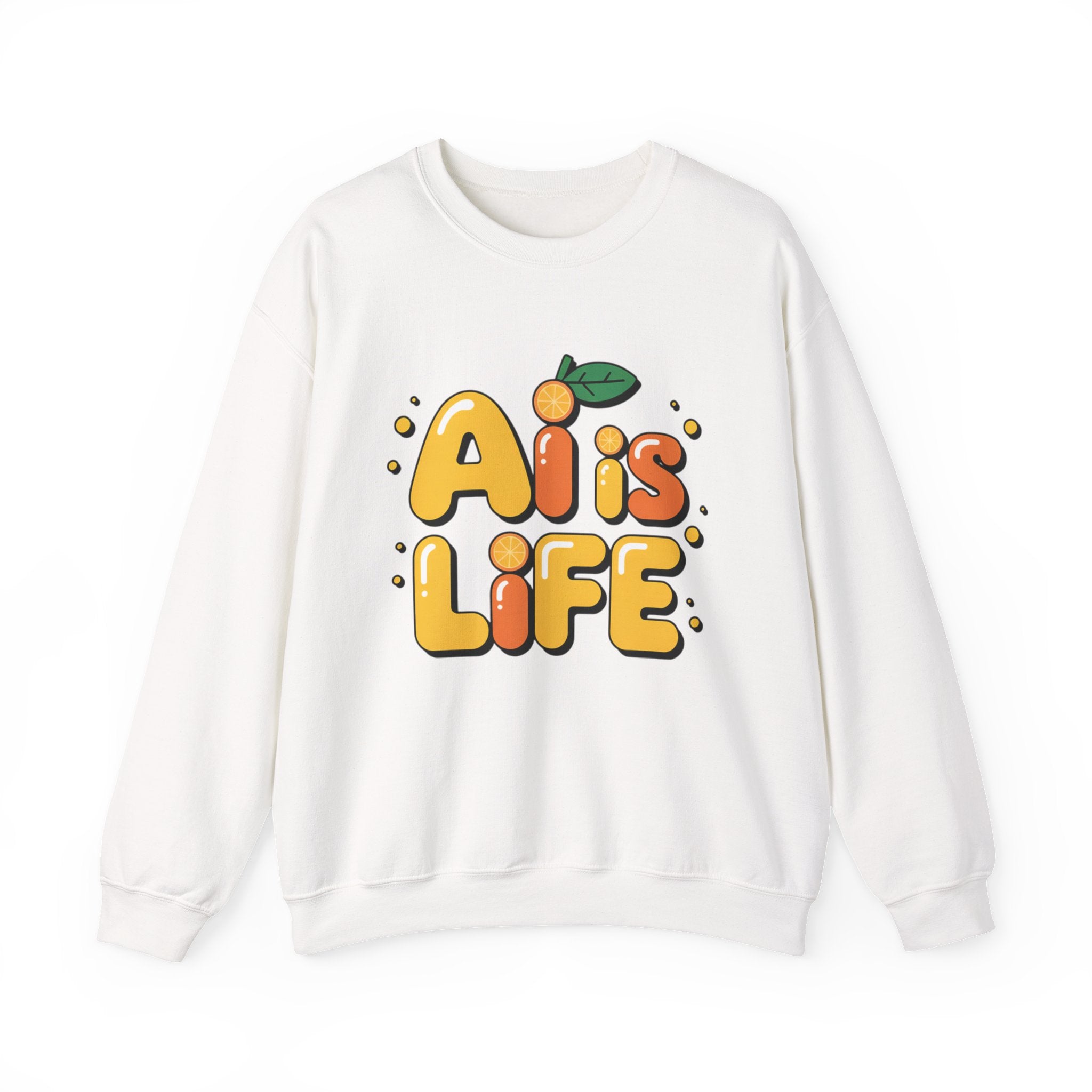 AI is LIFE  "Orange Overclock" Unisex Heavy Blend™ Crewneck Sweatshirt
