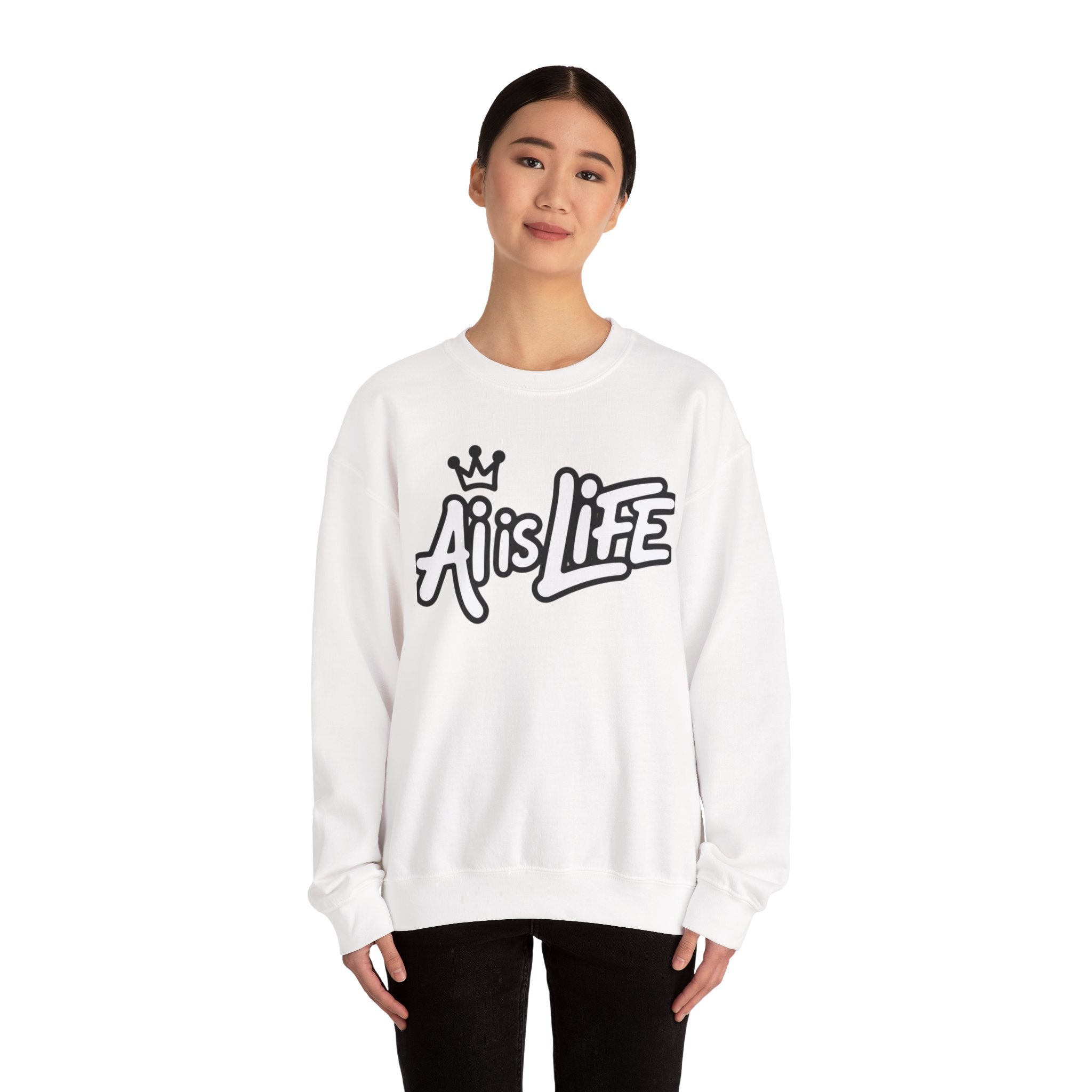 Ai is Life "CROWNED CURSIVE"— Streetwear Crewneck Sweatshirt