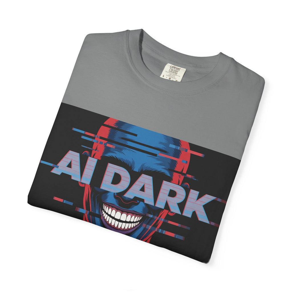 AI DARK " Deepcore Distortion — Cyberpunk Smiling Skull Tee
