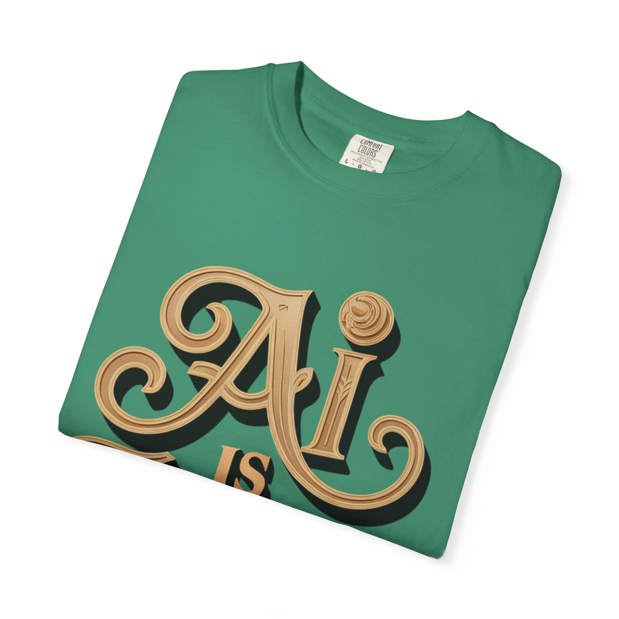 AI IS LIFE  " Golden Neuralwave "  Unisex Garment-Dyed T-shirt