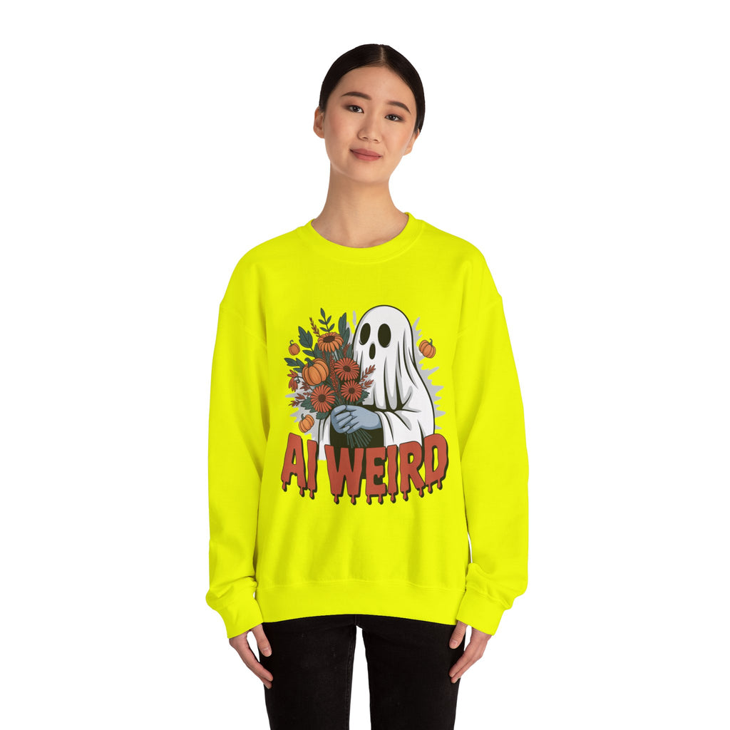 AI Weird "Glitch Garden  Ghost" Unisex Garment-Dyed Sweatshirt