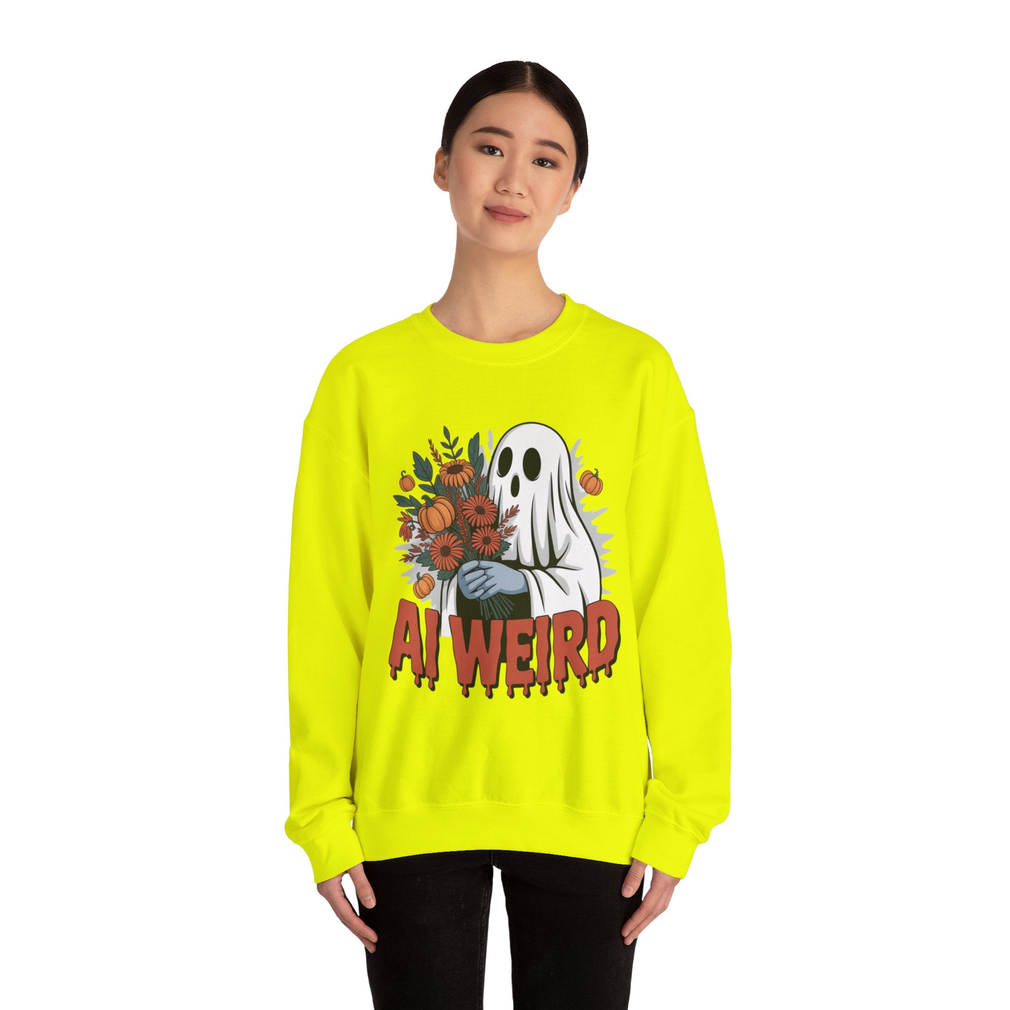 AI Weird "Glitch Garden  Ghost" Unisex Garment-Dyed Sweatshirt