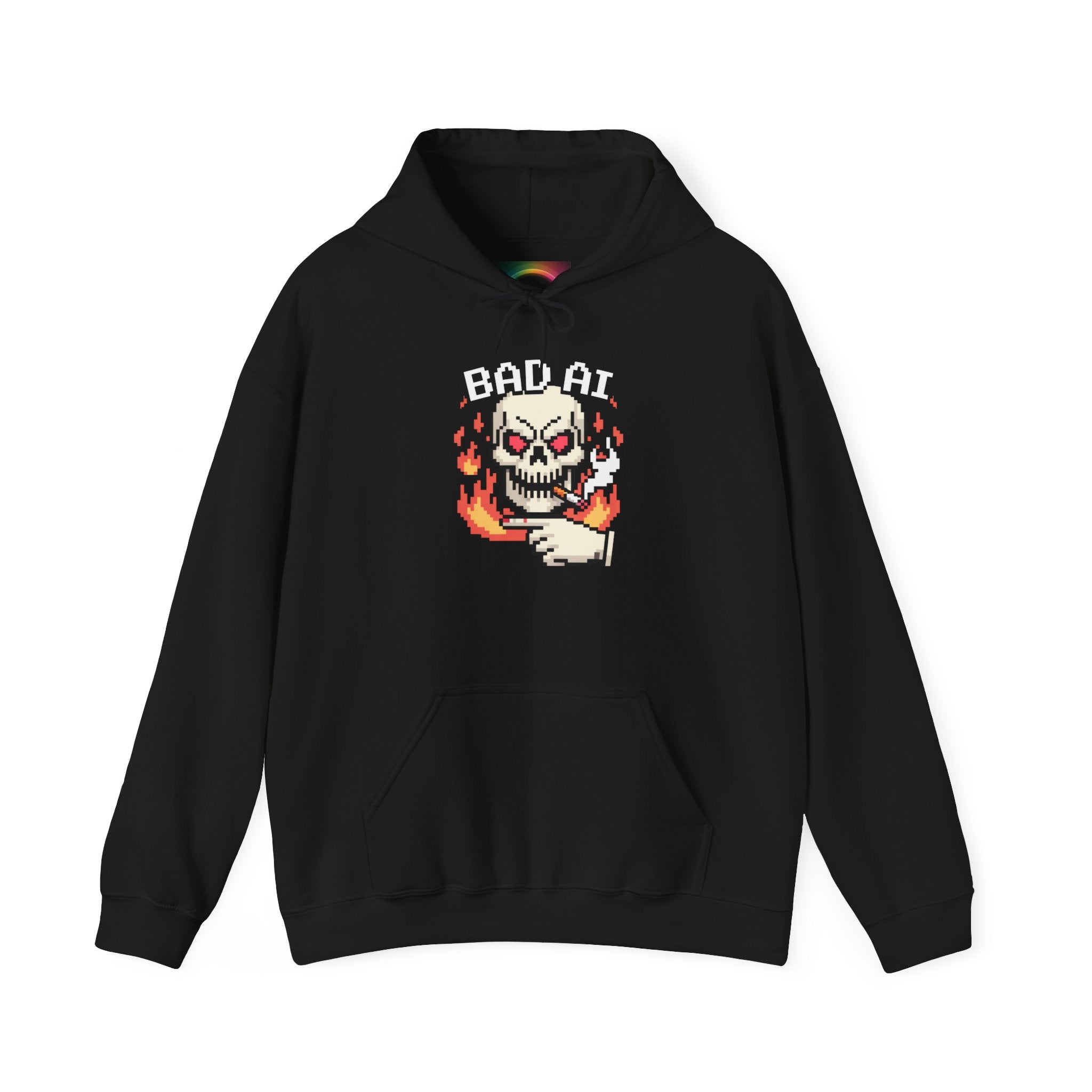 Bad AI Skull Hoodie — "CYBER BONE COMMAND"Hooded Sweatshirt