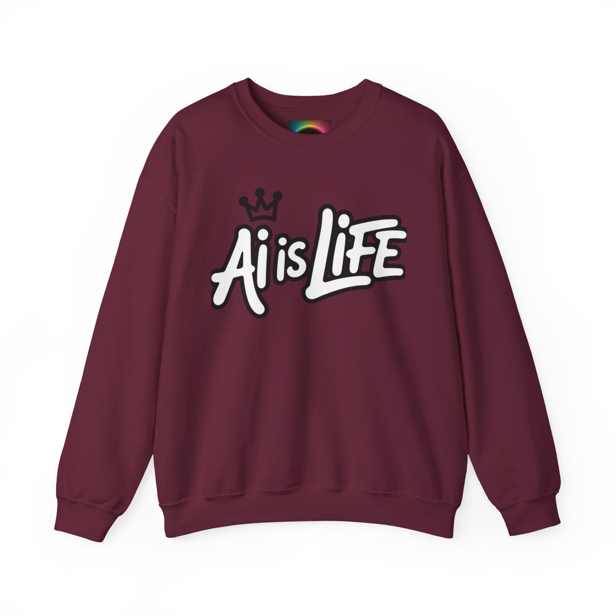 Ai is Life "CROWNED CURSIVE"— Streetwear Crewneck Sweatshirt