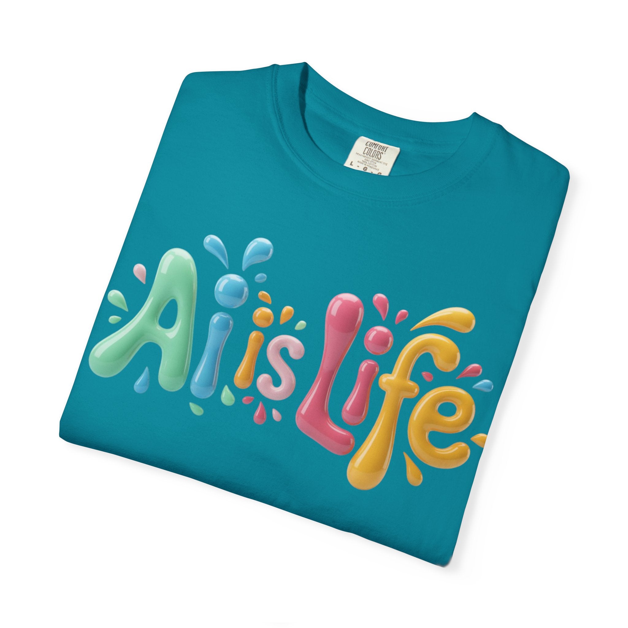 AI IS LIFE  “Colorful Circuit Pop”  Unisex Garment-Dyed T-shirt