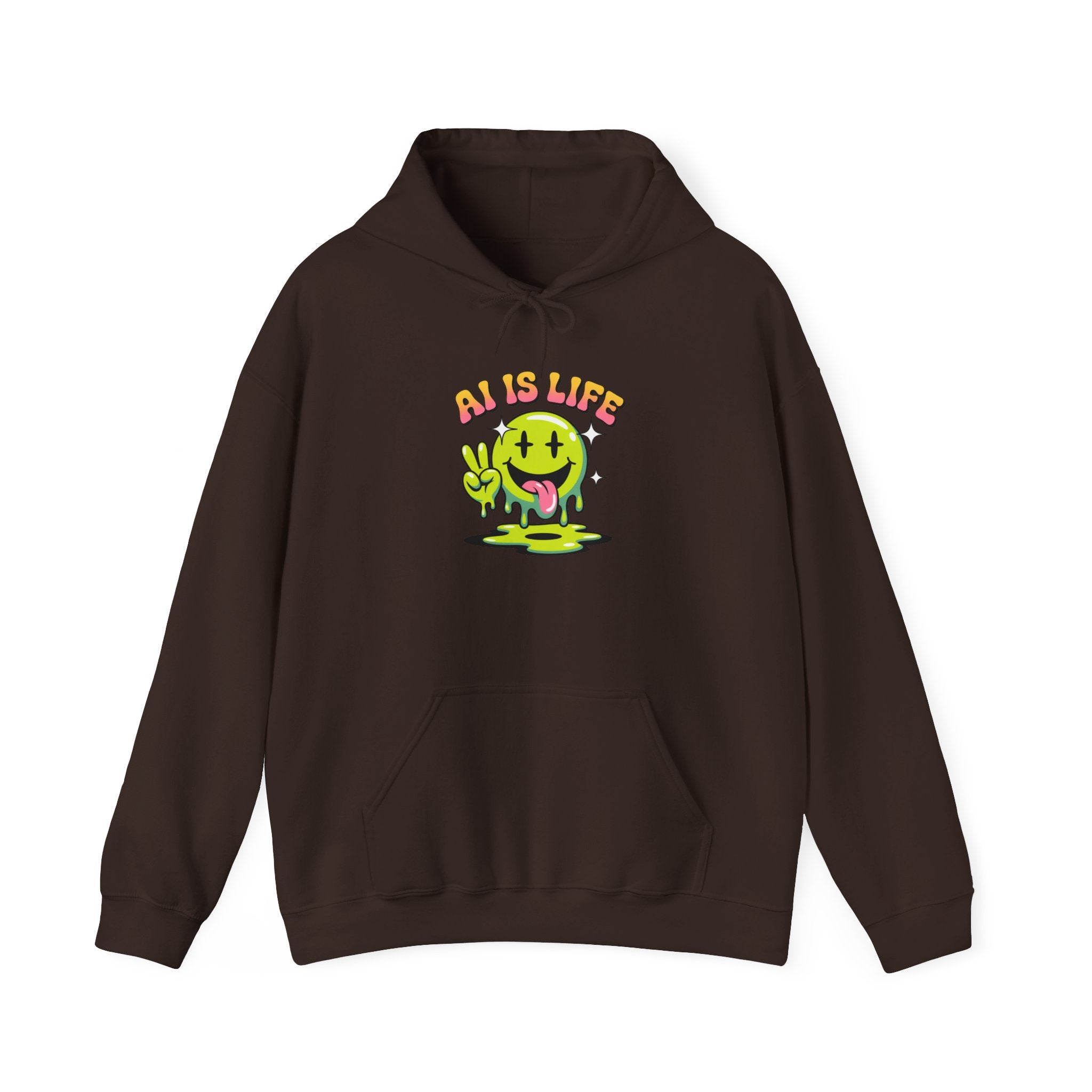 AI IS LIFE  " Happy Glitch "  Unisex Heavy Blend™ Hooded Sweatshirt