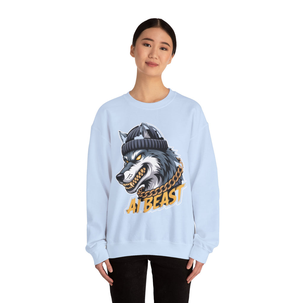 AI BEAST  "Wolf Byte Syndicate" Unisex Heavy Blend™ Crewneck Sweatshirt