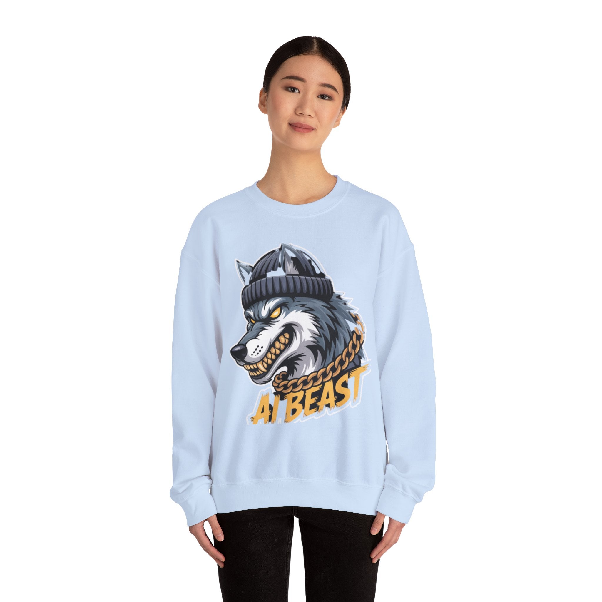 AI BEAST  "Wolf Byte Syndicate" Unisex Heavy Blend™ Crewneck Sweatshirt