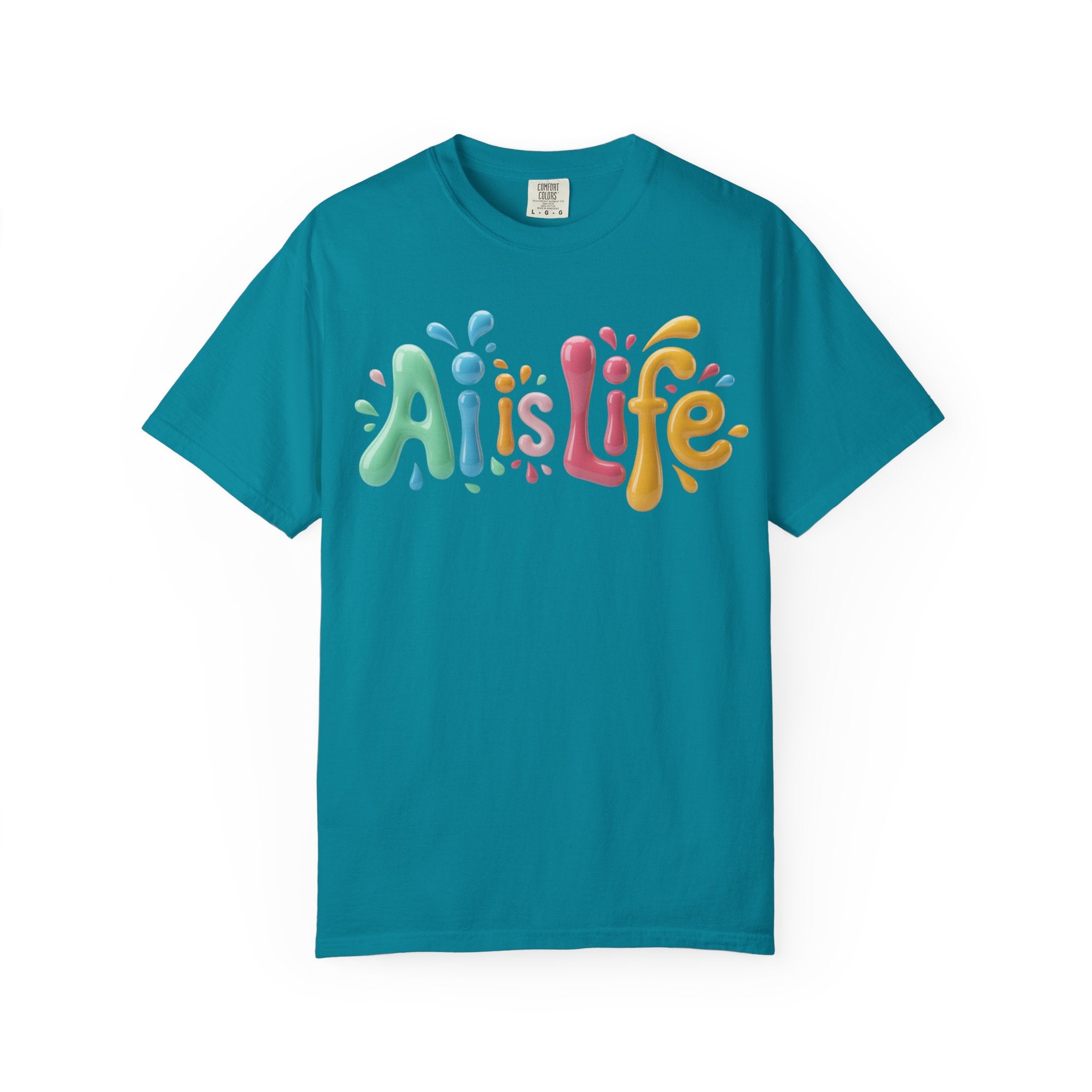 AI IS LIFE  “Colorful Circuit Pop”  Unisex Garment-Dyed T-shirt
