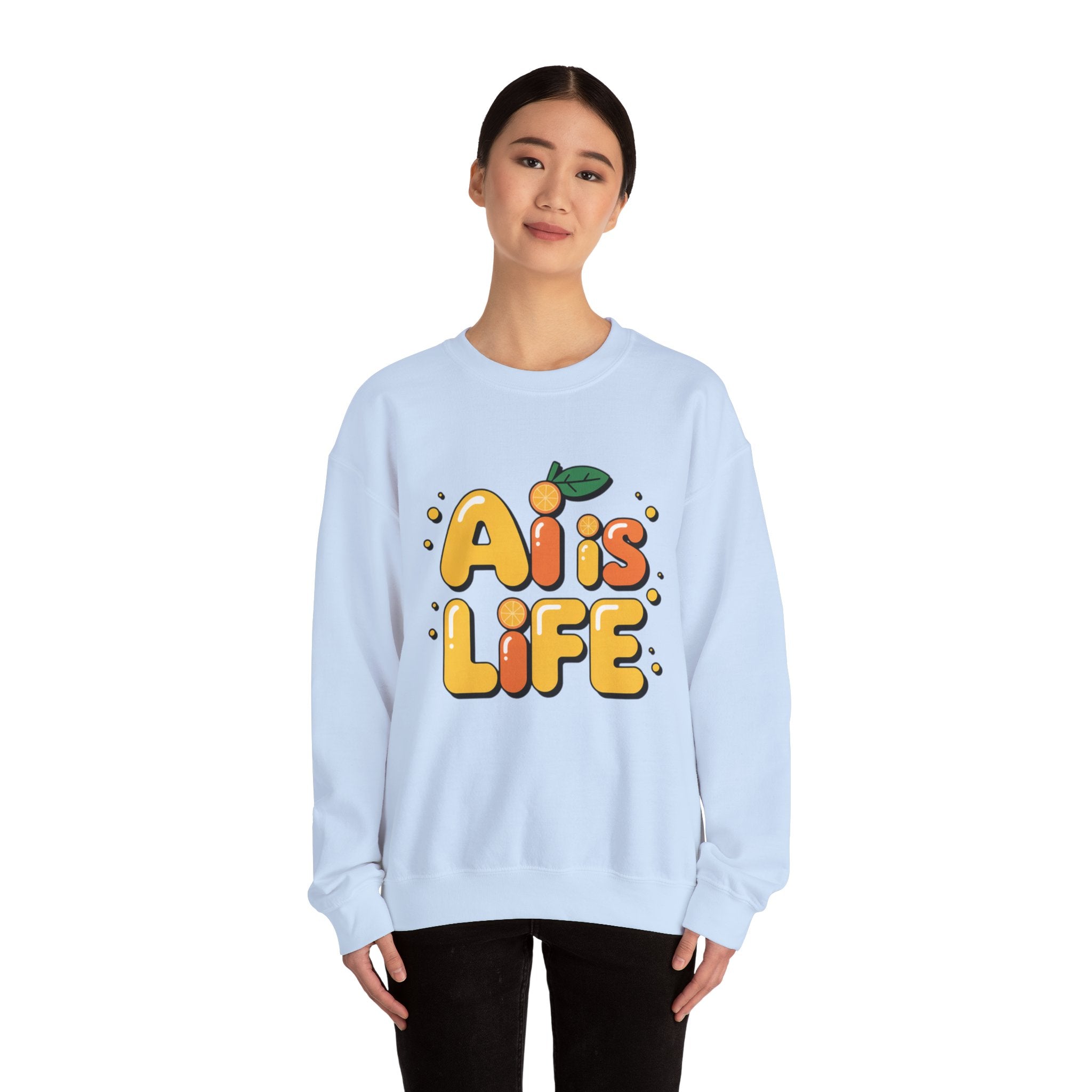 AI is LIFE  "Orange Overclock" Unisex Heavy Blend™ Crewneck Sweatshirt
