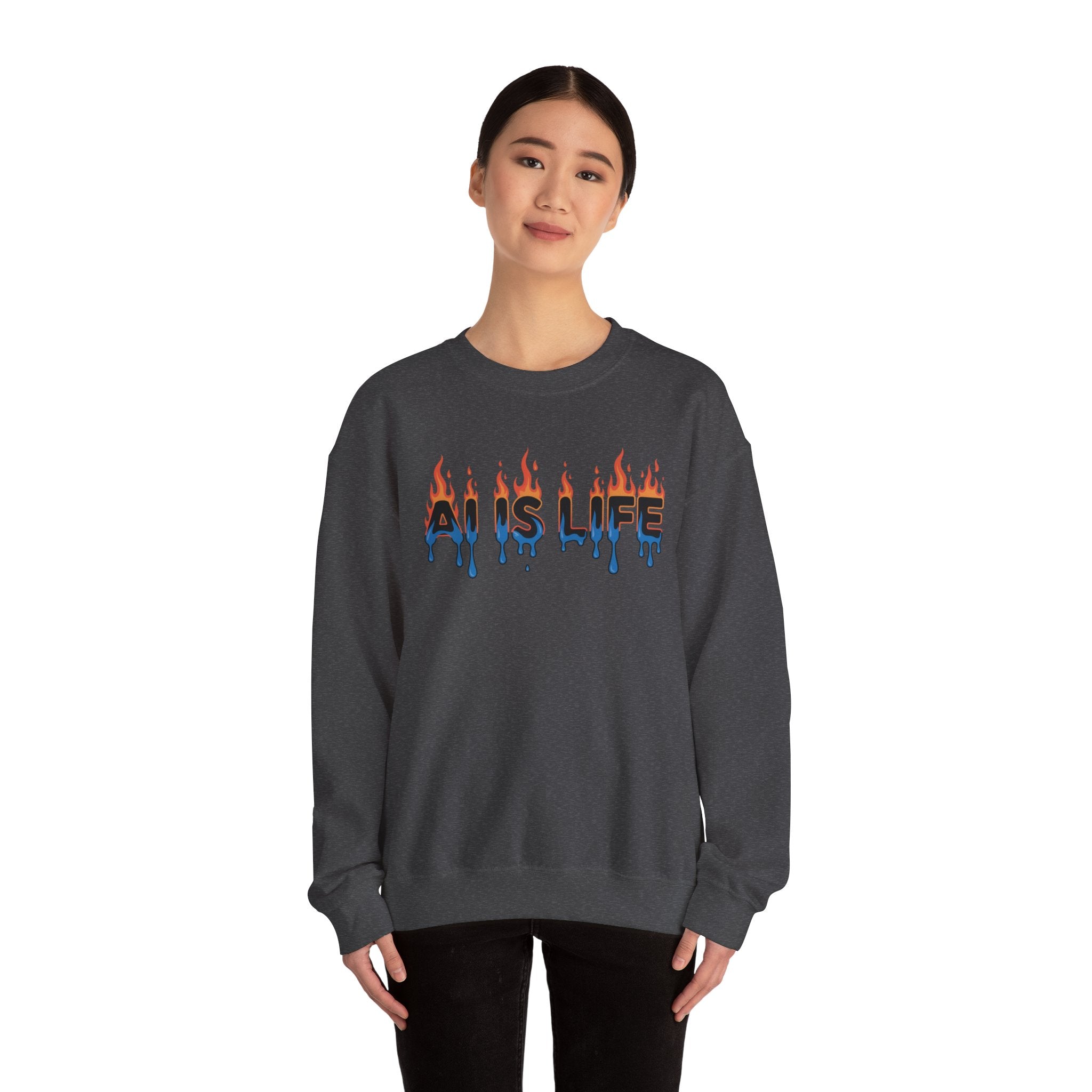 AI IS LIFE – “AI MELTDOWN” Unisex Heavy Blend™ Crewneck Sweatshirt