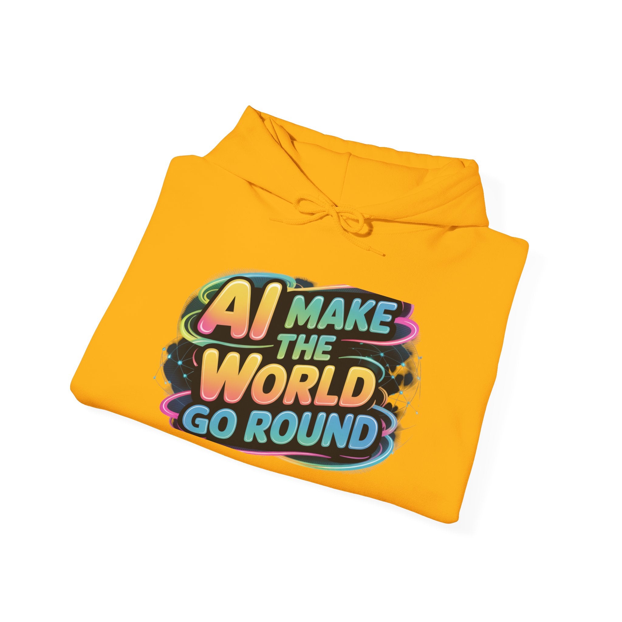 AI MAKE THE WORLD GO ROUND  "Techno Orbit" Unisex Heavy Blend™ Hooded Sweatshirt