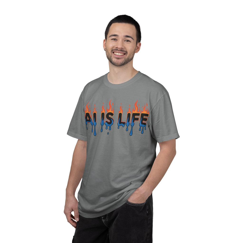 AI IS LIFE – “AI MELTDOWN” Unisex Garment-Dyed T-shirt